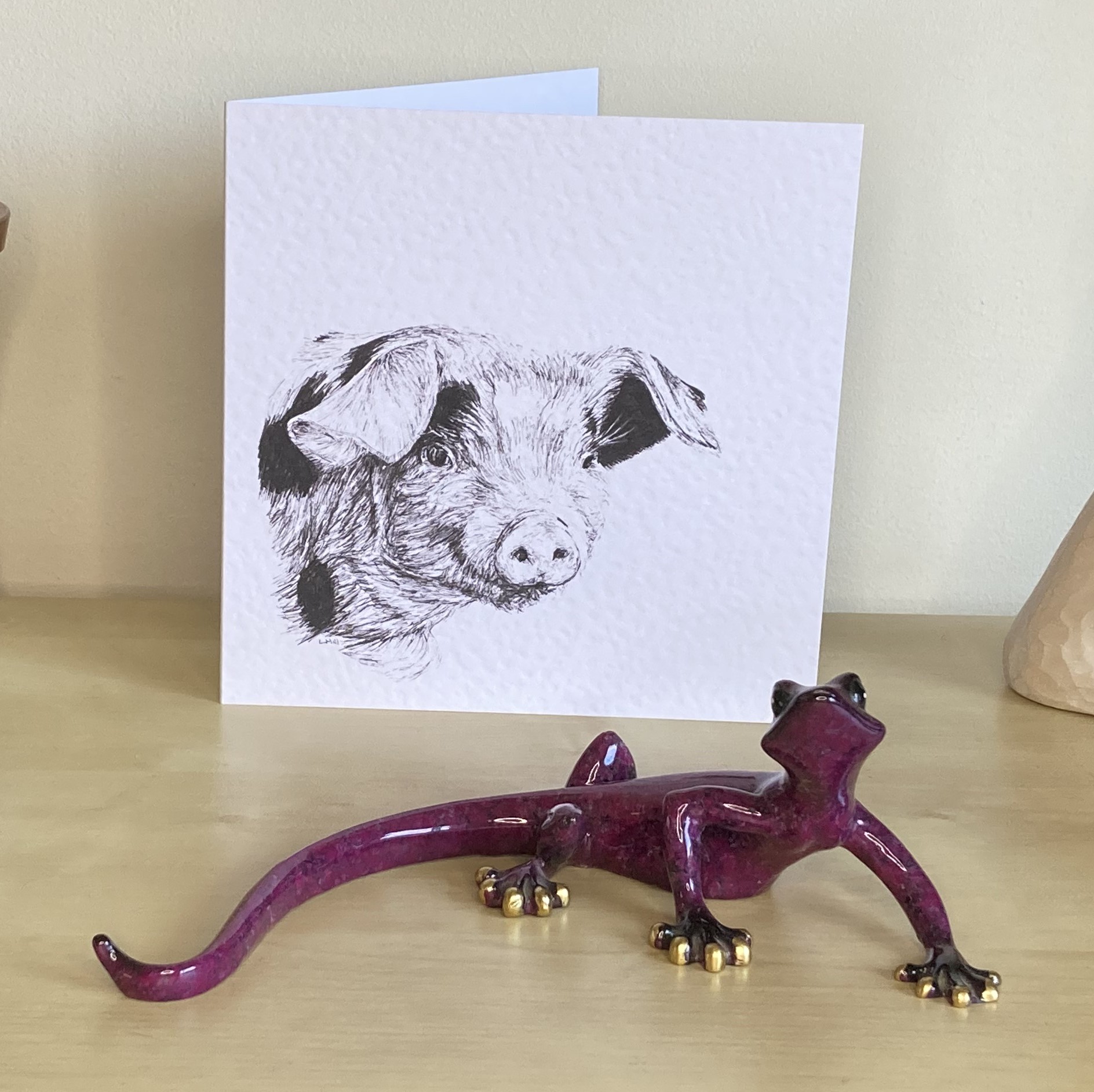 Piglet 15cm greetings card by Louisa Hill