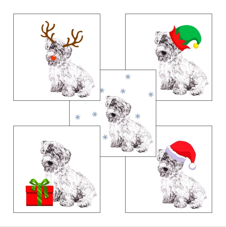 Sealyham Terrier with Santa hat Christmas card by Louisa Hill