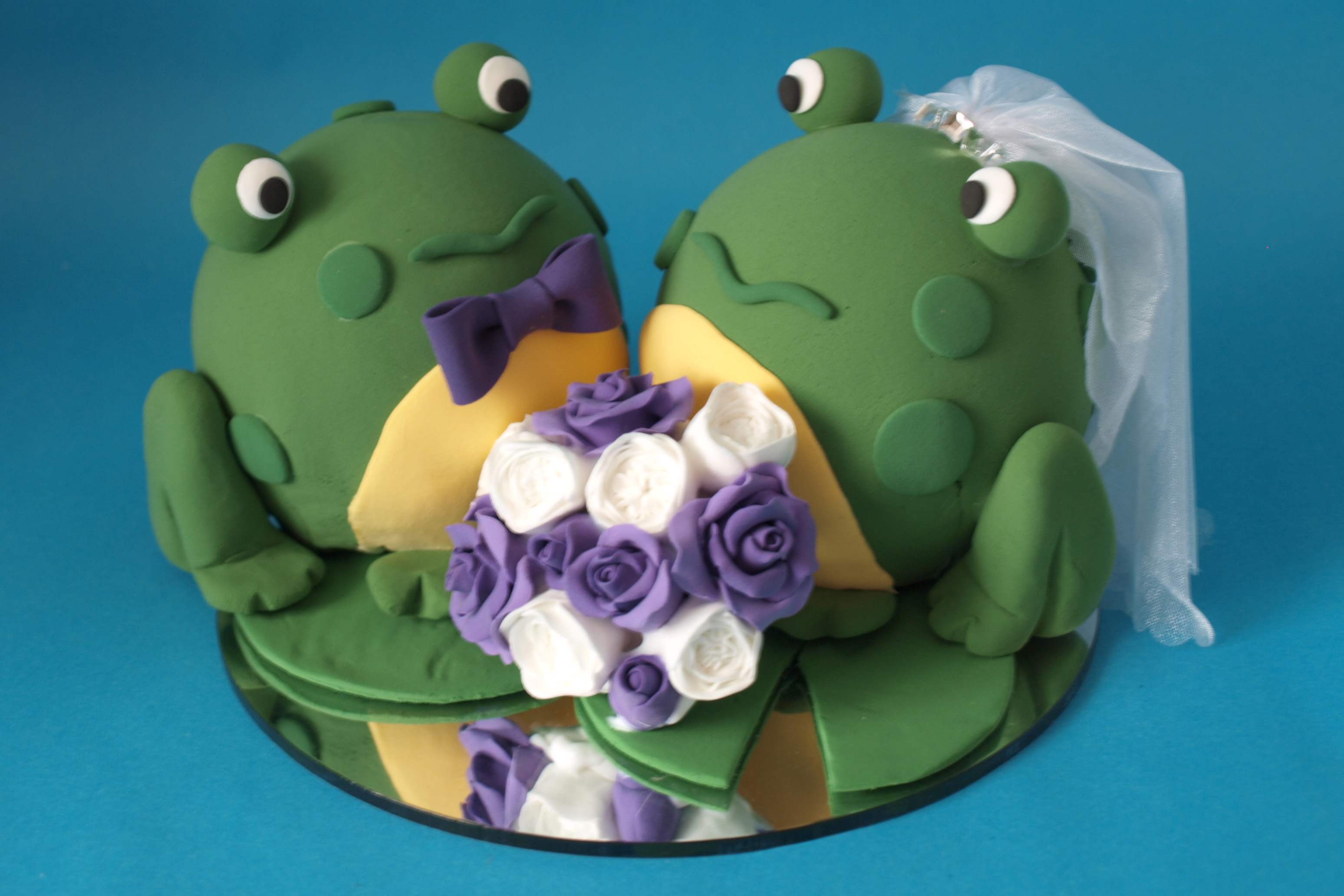 Frogs bride and groom wedding cake topper by Louisa Hill