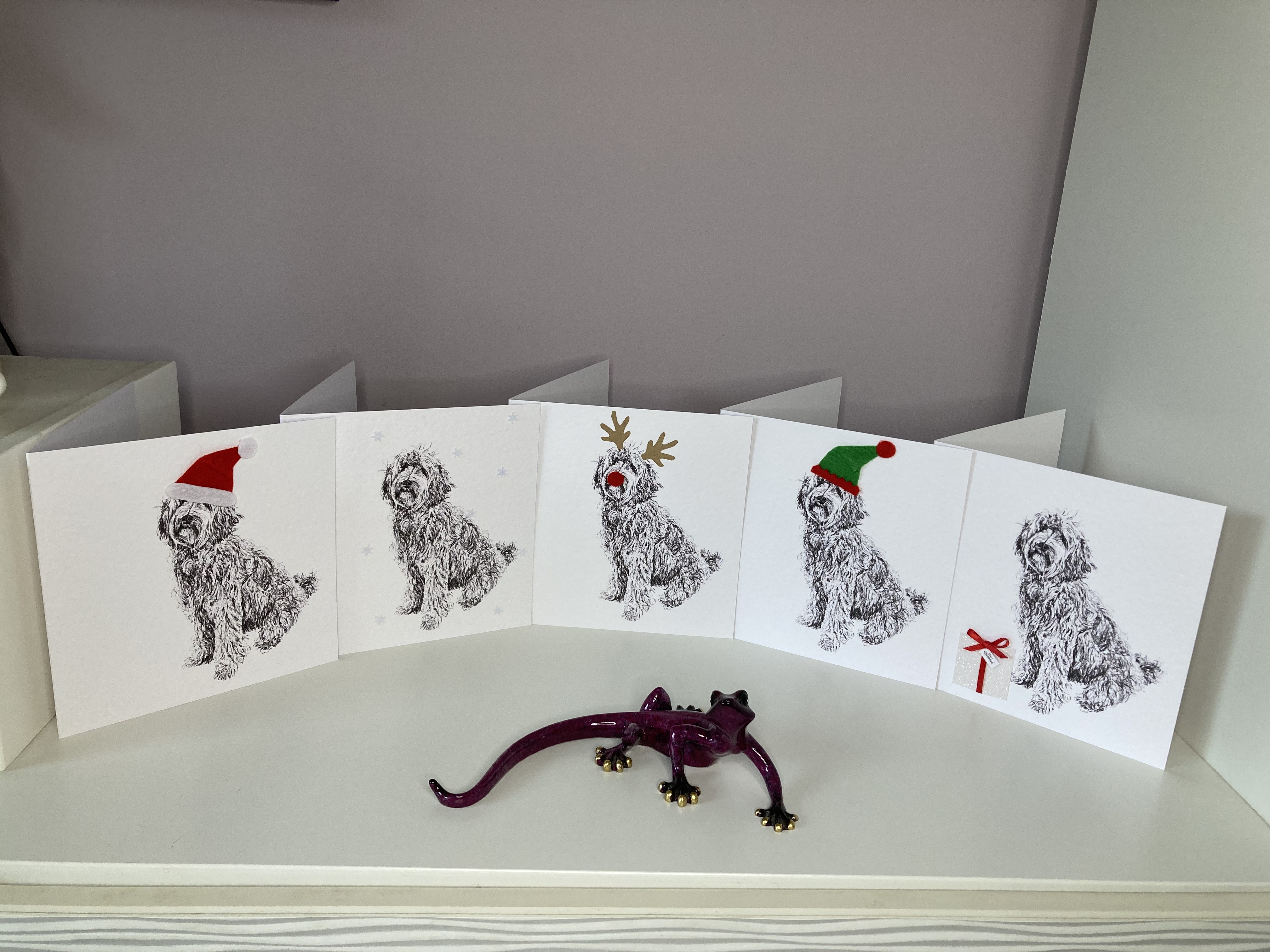 Pack of 5 Labradoodle Christmas cards by Louisa Hill