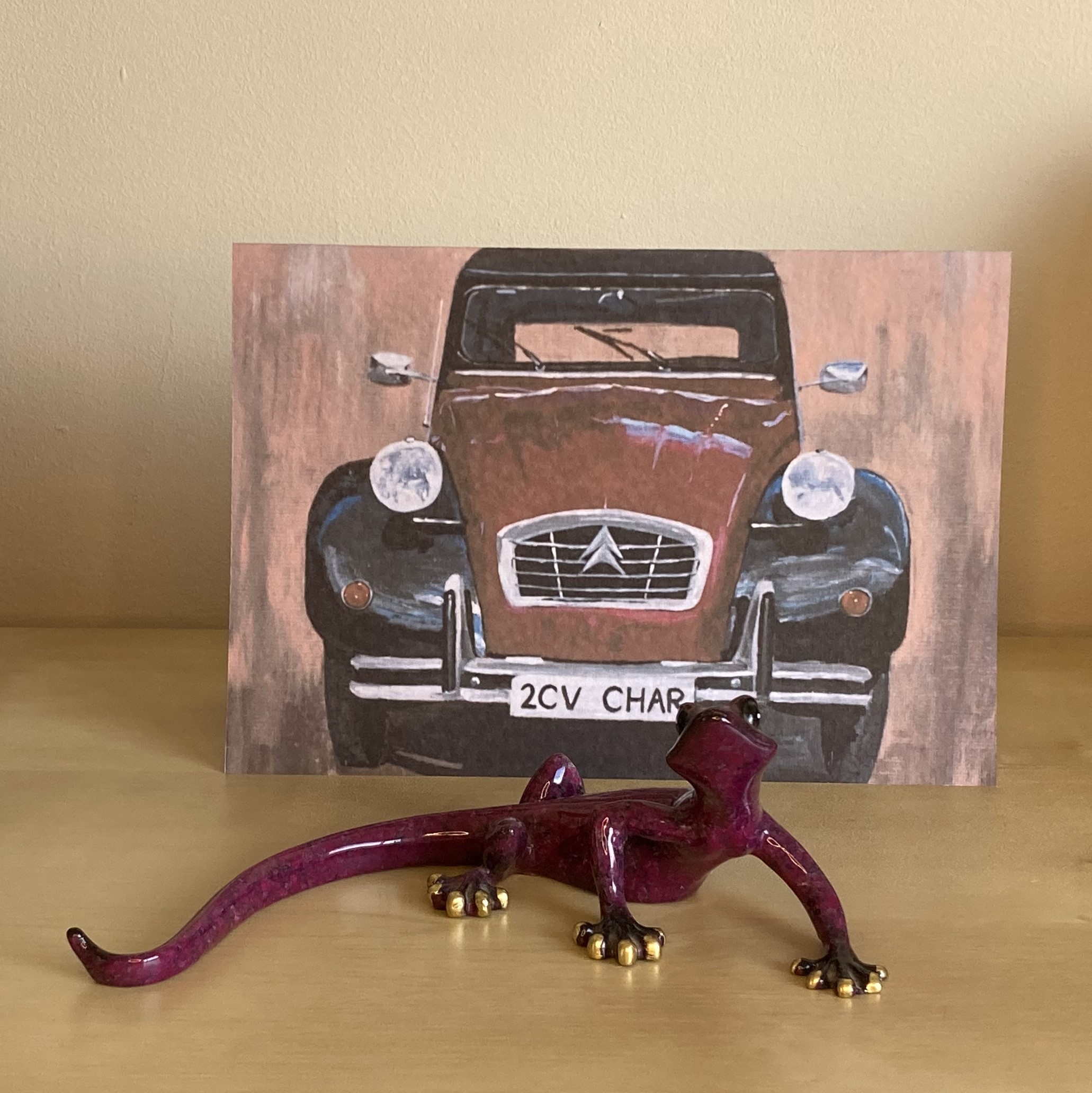 Citroen 2CV Charleston greetings card from an acrylic painting by Louisa Hill