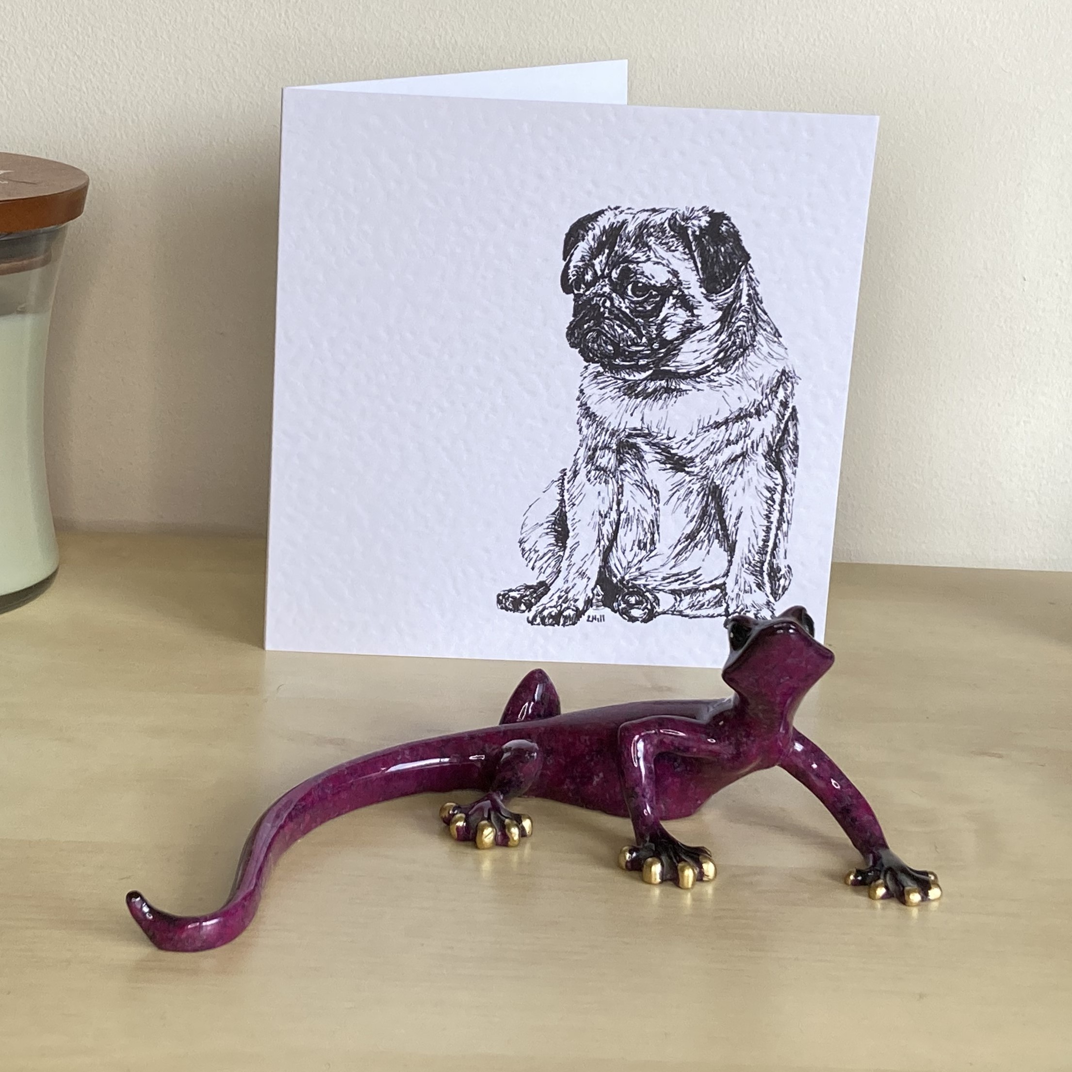 Pug 15cm greetings card by Louisa Hill