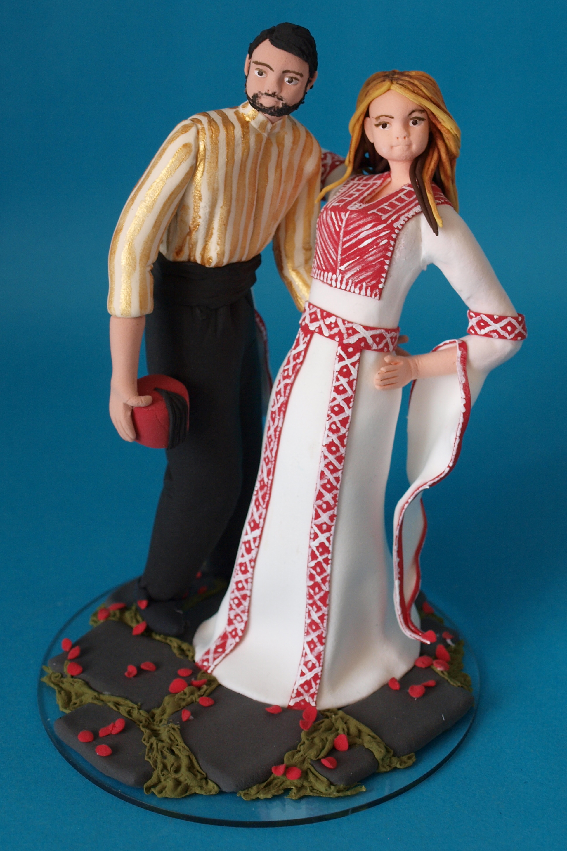 Persian bride and groom wedding cake topper by Louisa Hill