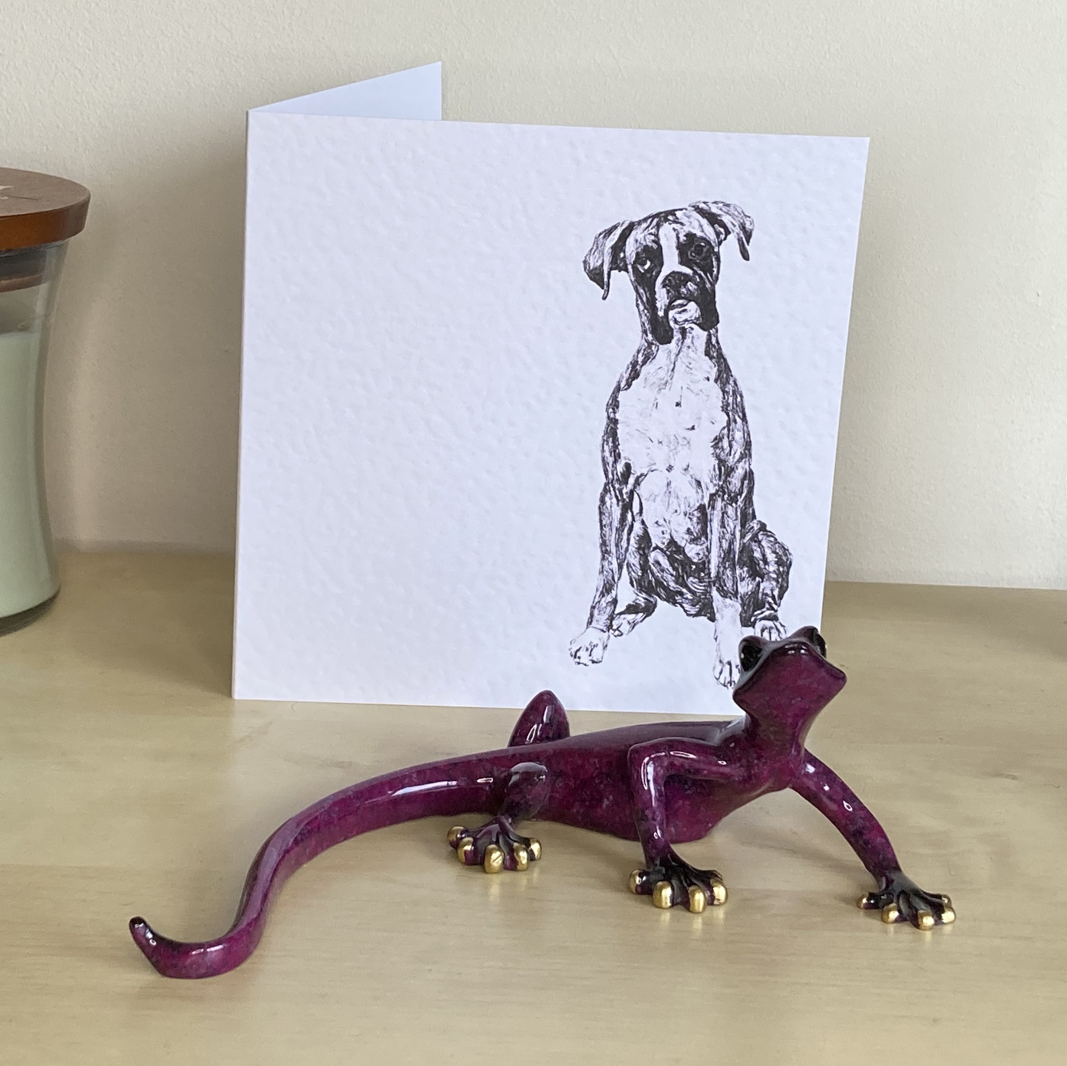 Boxer 15cm greetings card by Louisa Hill