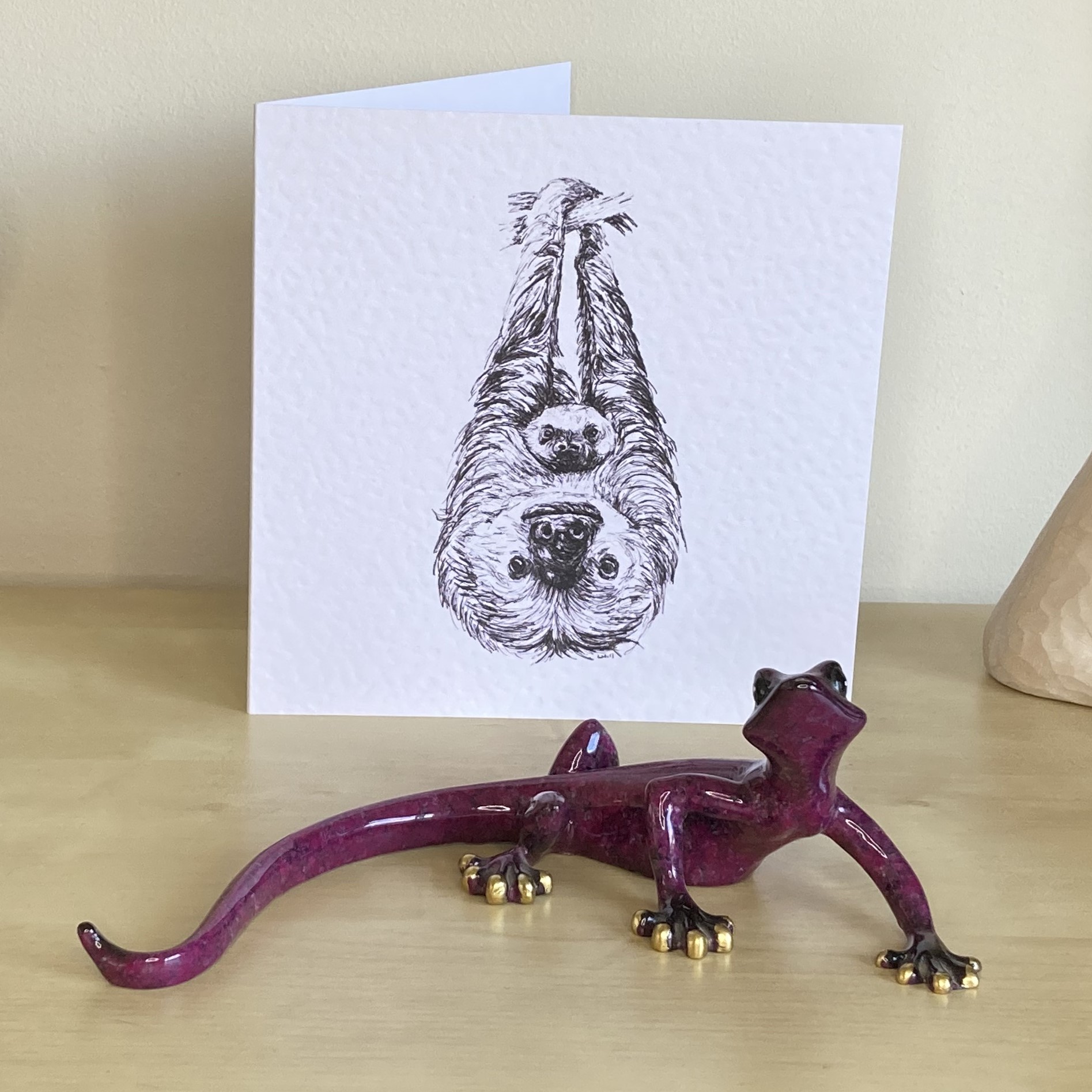 Sloth and baby 15cm greetings card by Louisa Hill