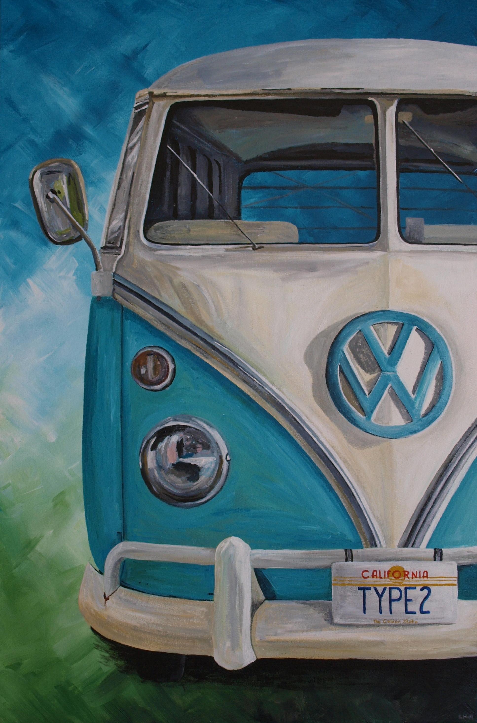 Split Screen Campervan Print by Louisa Hill