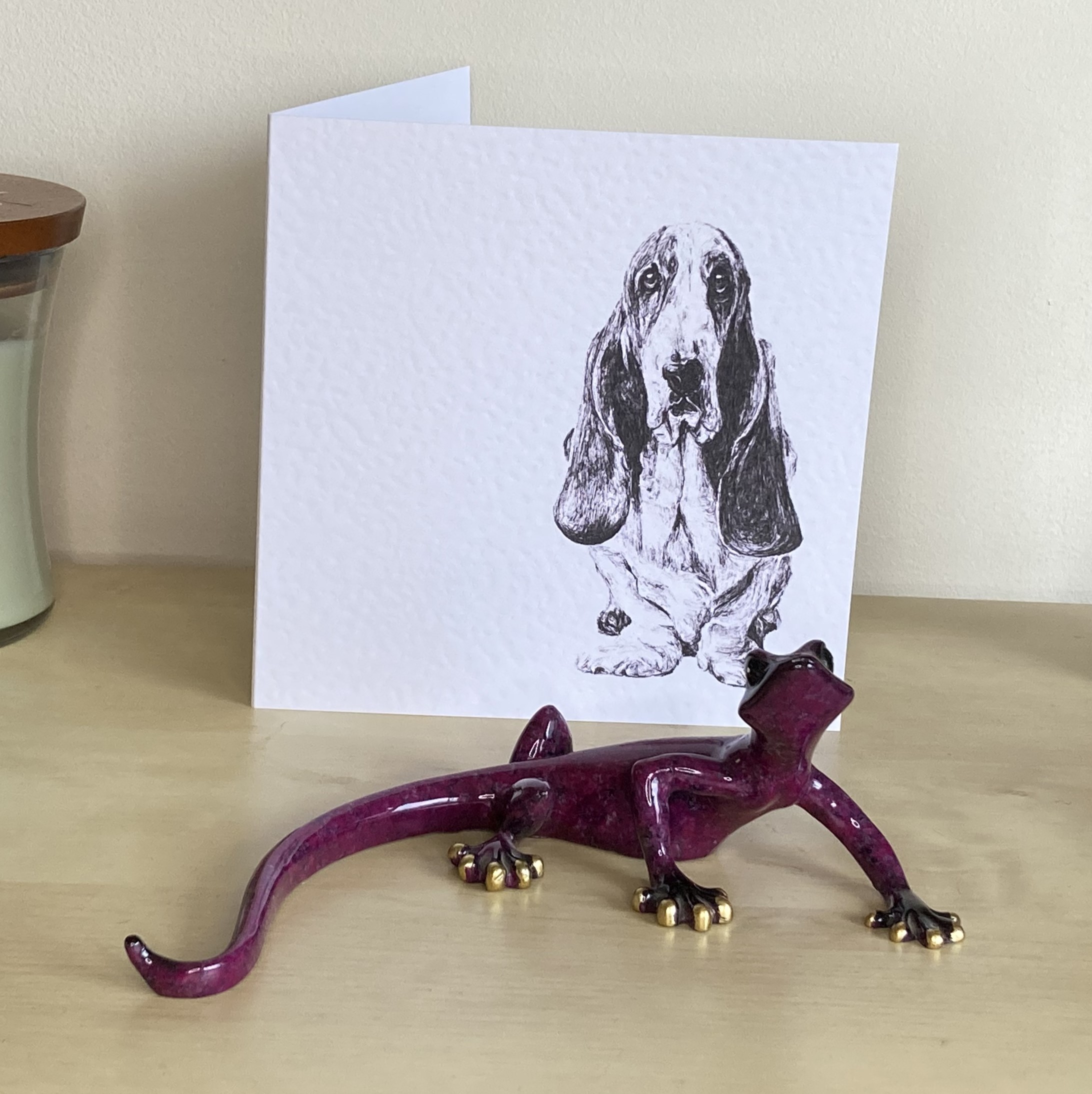 Basset Hound 15cm greetings card by Louisa Hill