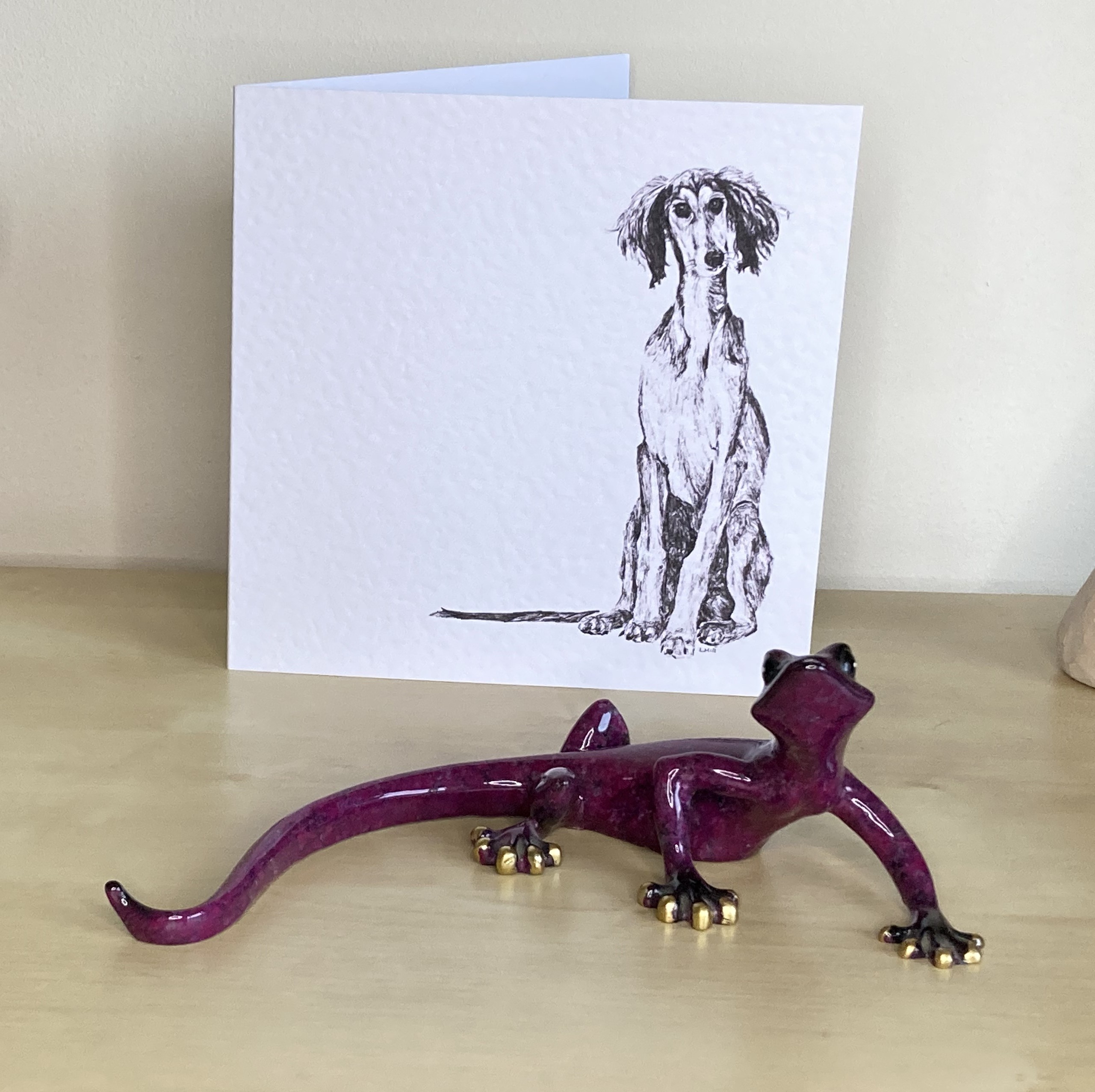 Saluki 15cm greetings card by Louisa Hill