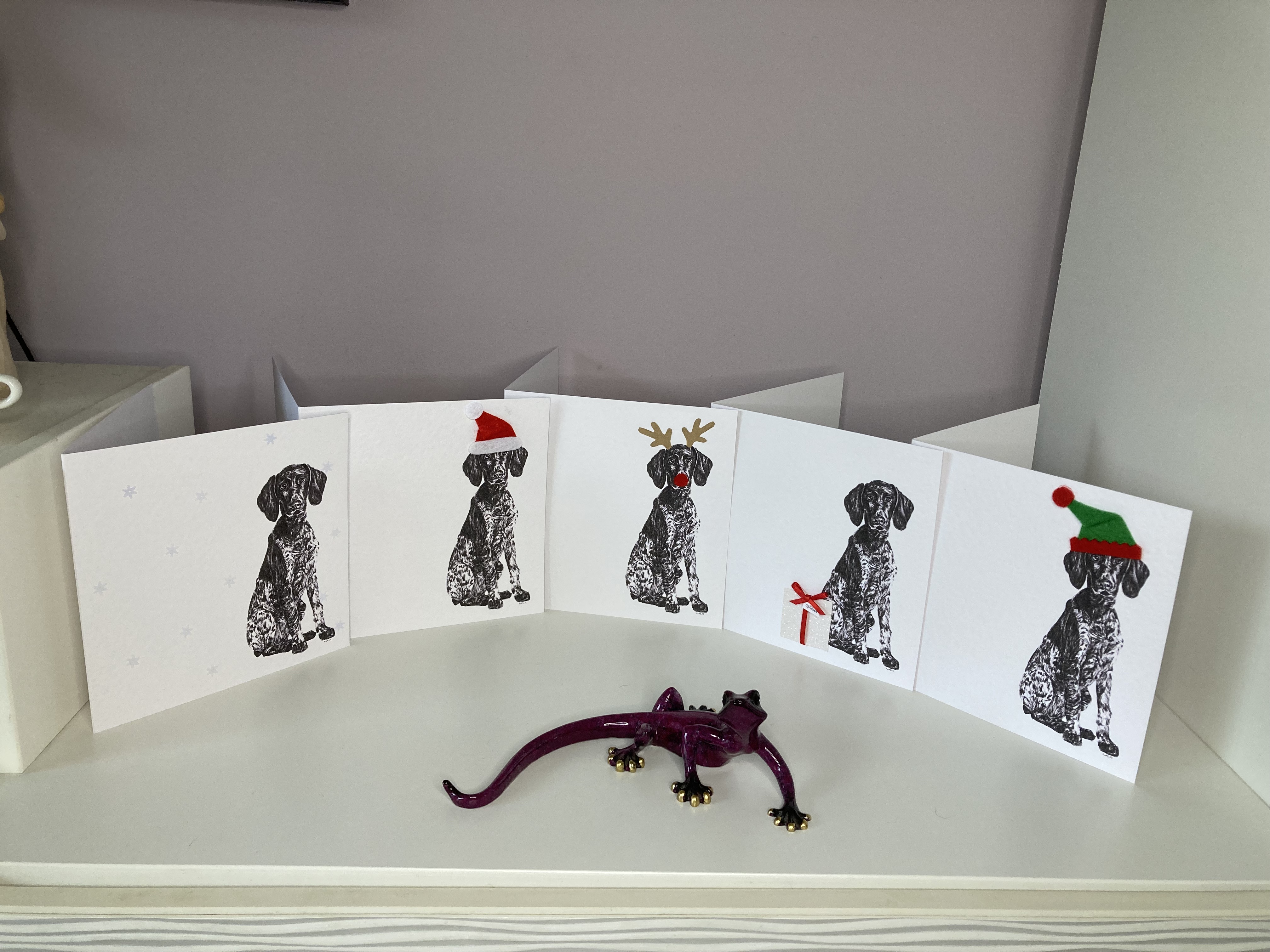 Pack of 5 German Short Haired Pointer Christmas Cards by Louisa Hill