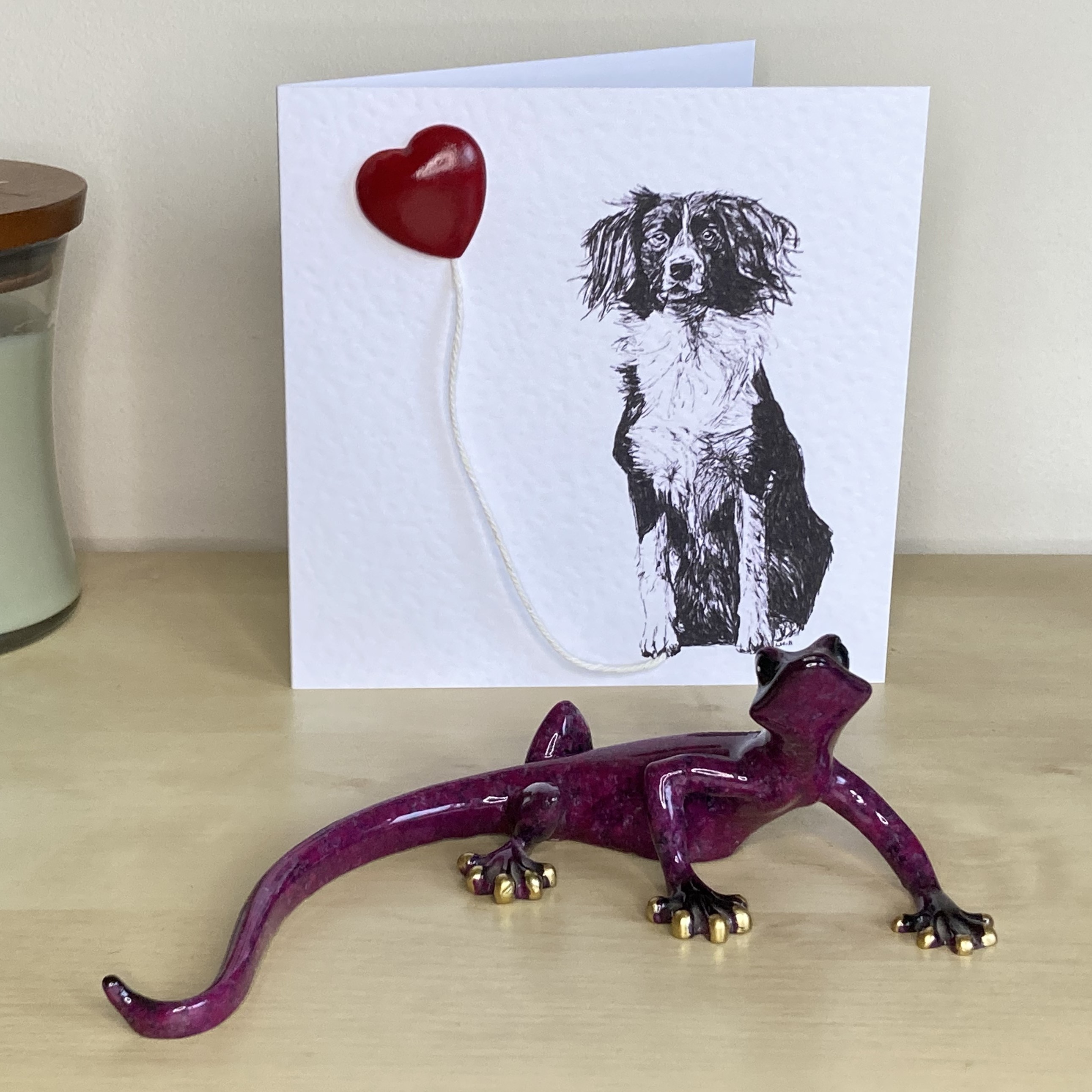 Sprollie 15cm greetings card with 3D red heart balloon