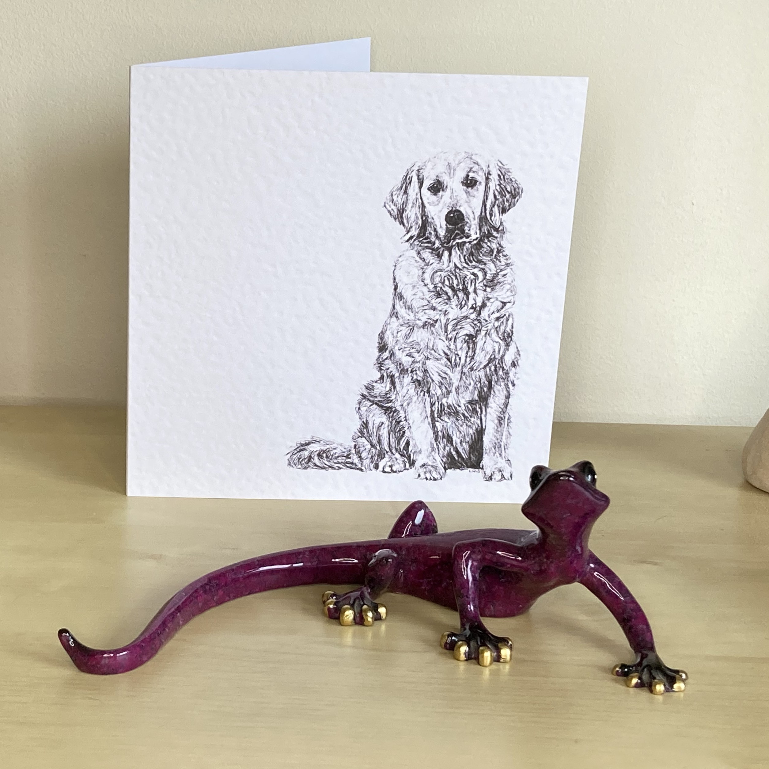 Golden Retriever 15cm greetings card by Louisa Hill