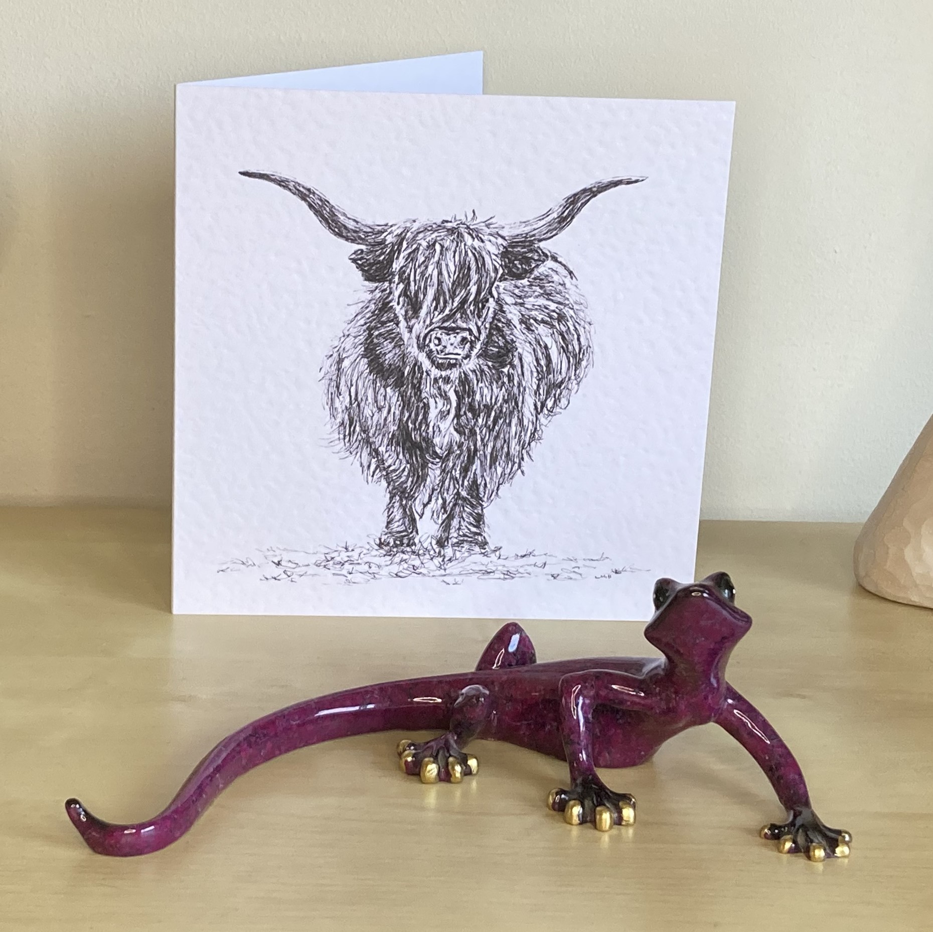 Highland Cattle 15cm greetings card by Louisa Hill