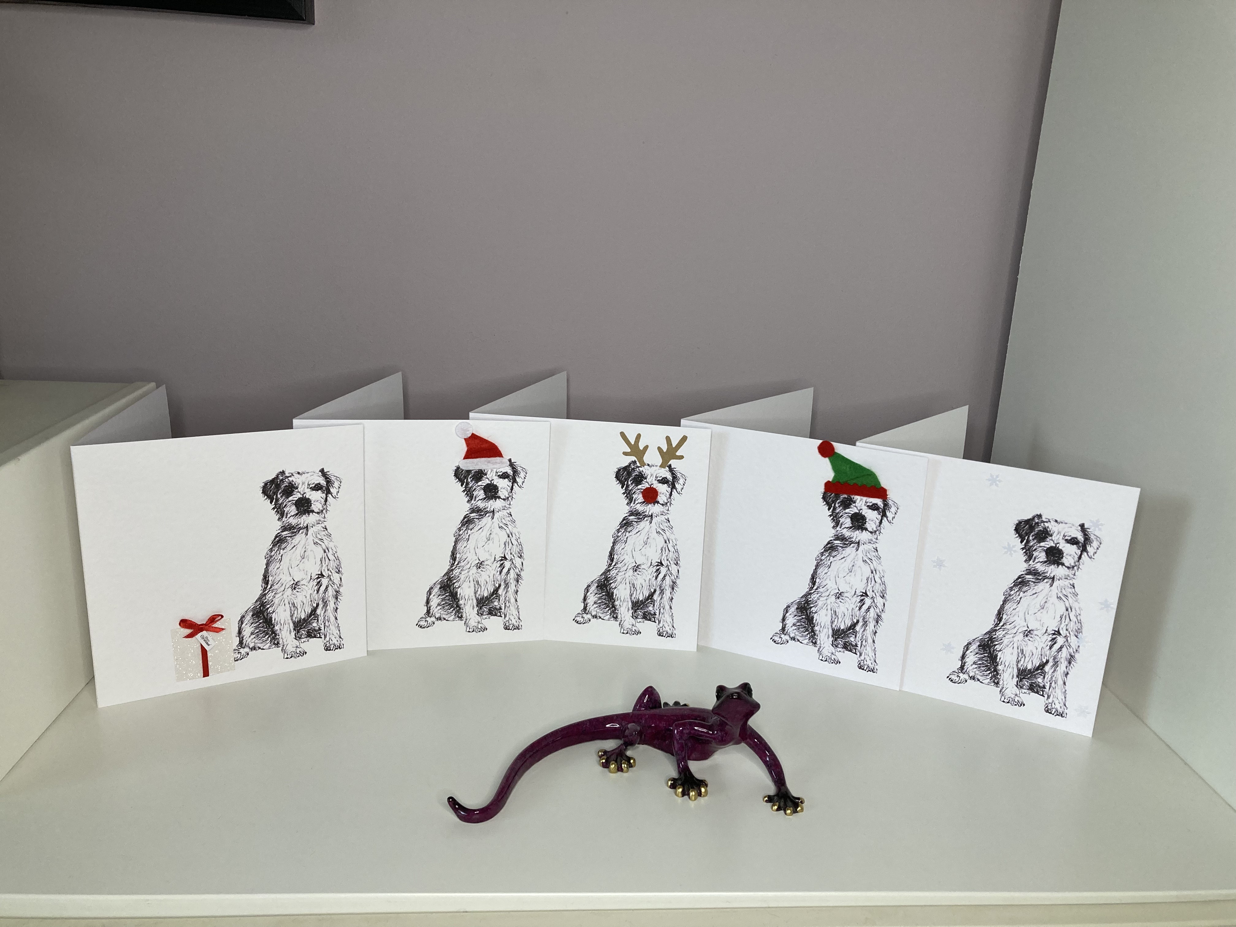 Pack of 5 Parson Russell Terrier Christmas cards by Louisa Hill