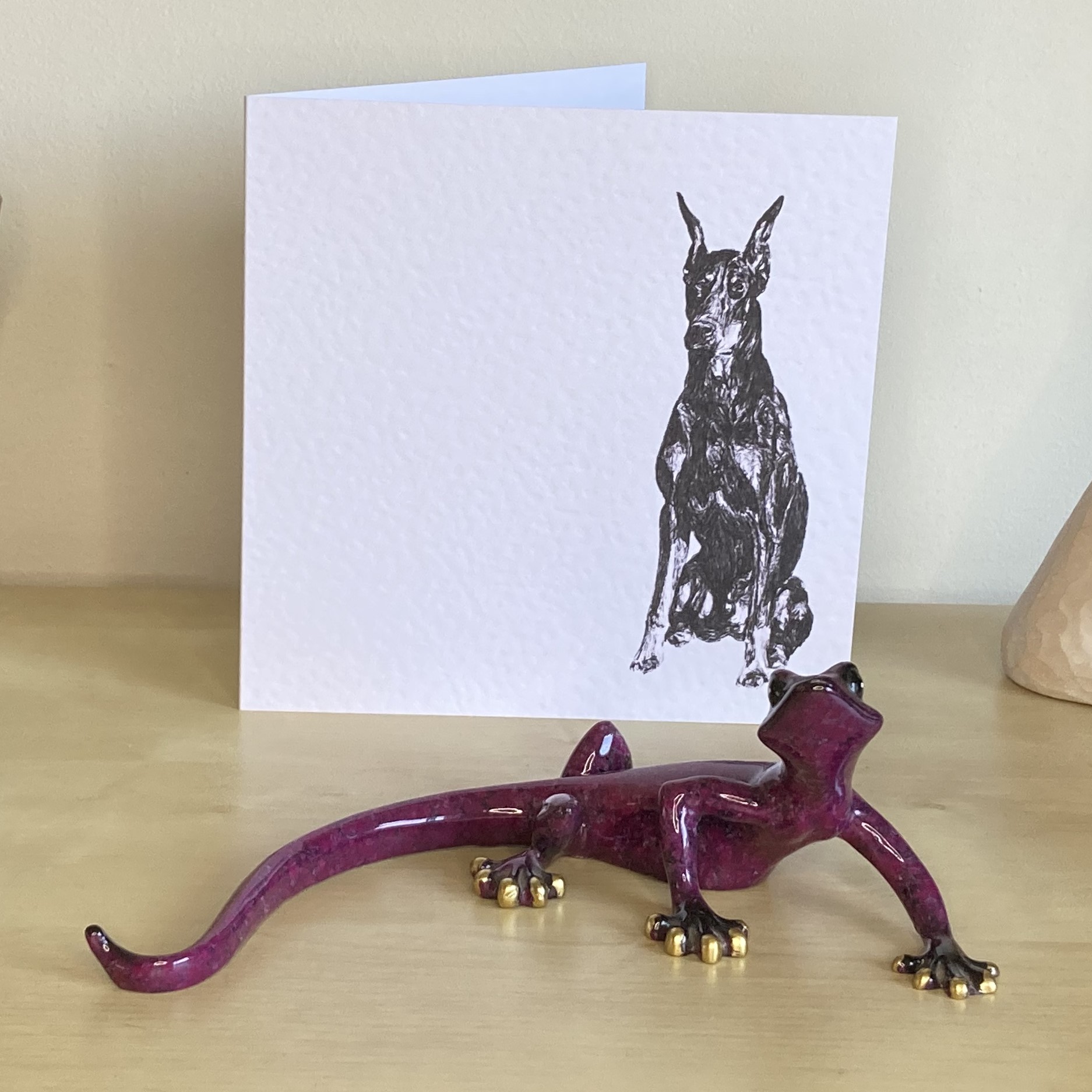 Doberman Pinscher 15cm greetings card by Louisa Hill