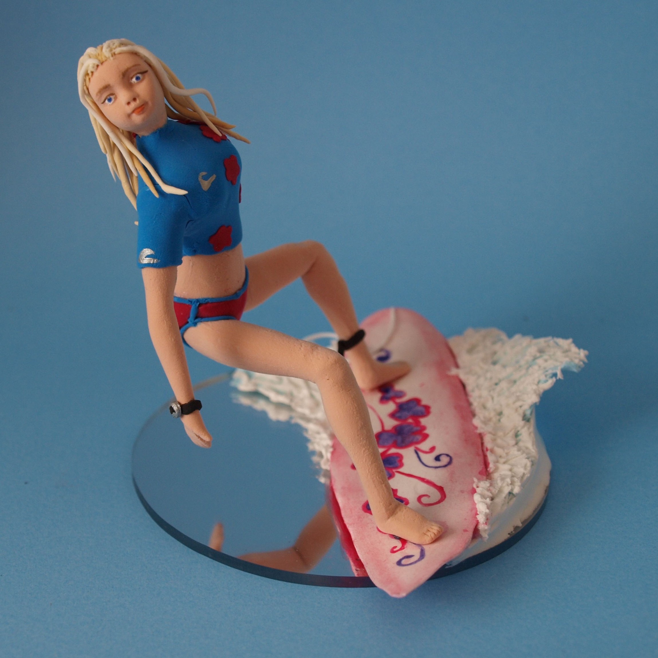 Surfer birthday cake topper by Louisa Hill