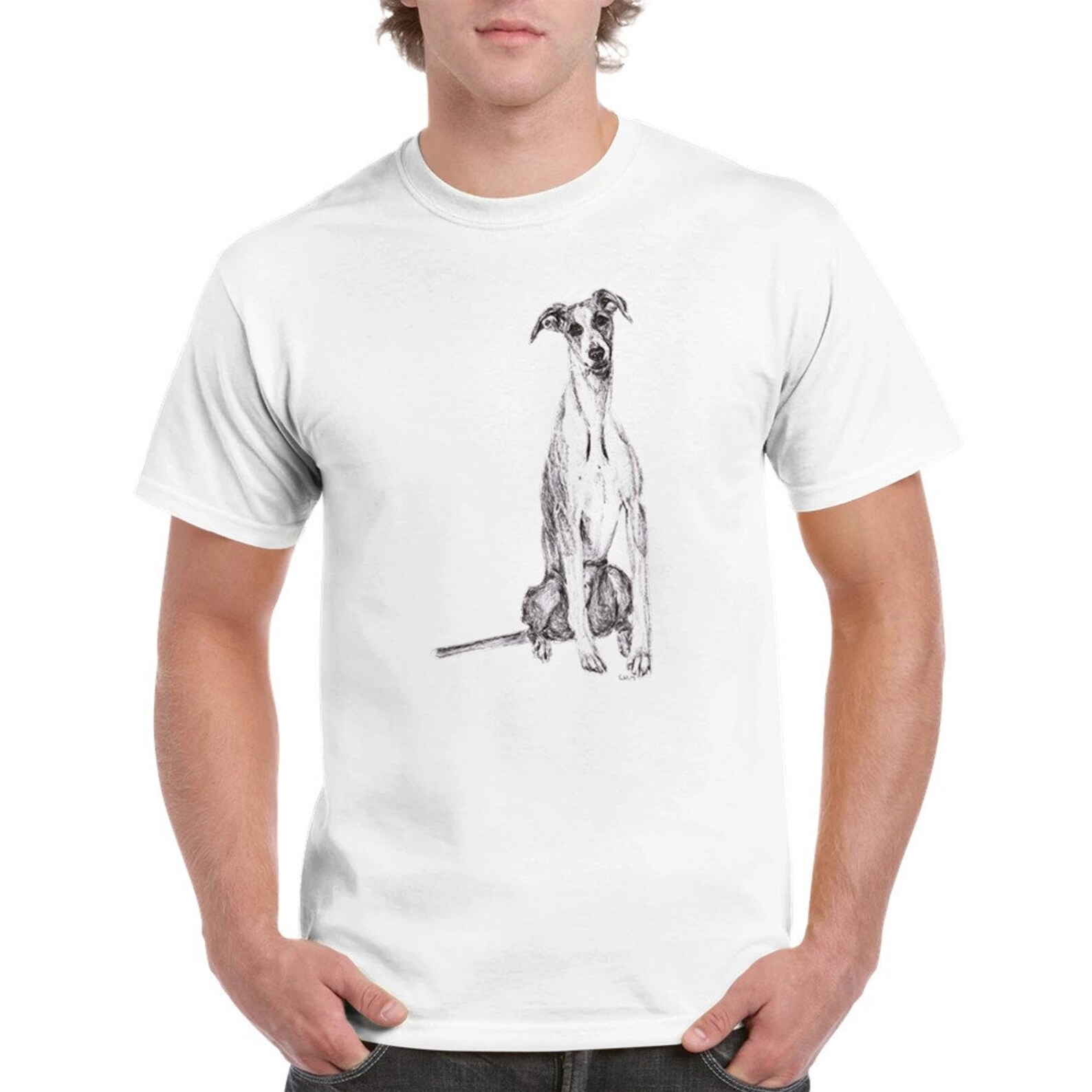 Whippet t-shirt by Louisa Hill