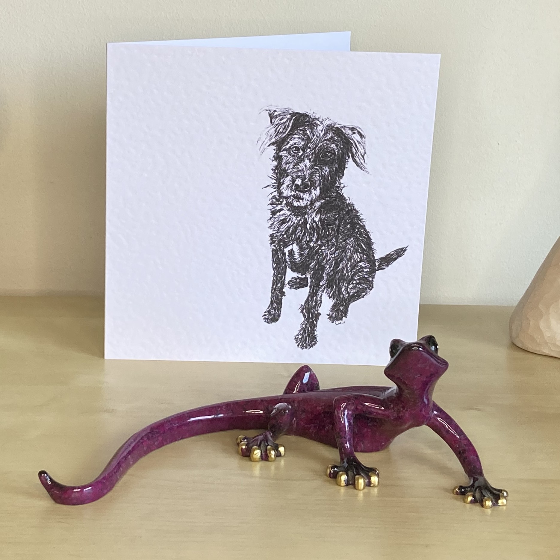 Patterdale Terrier 15cm greetings card by Louisa Hill