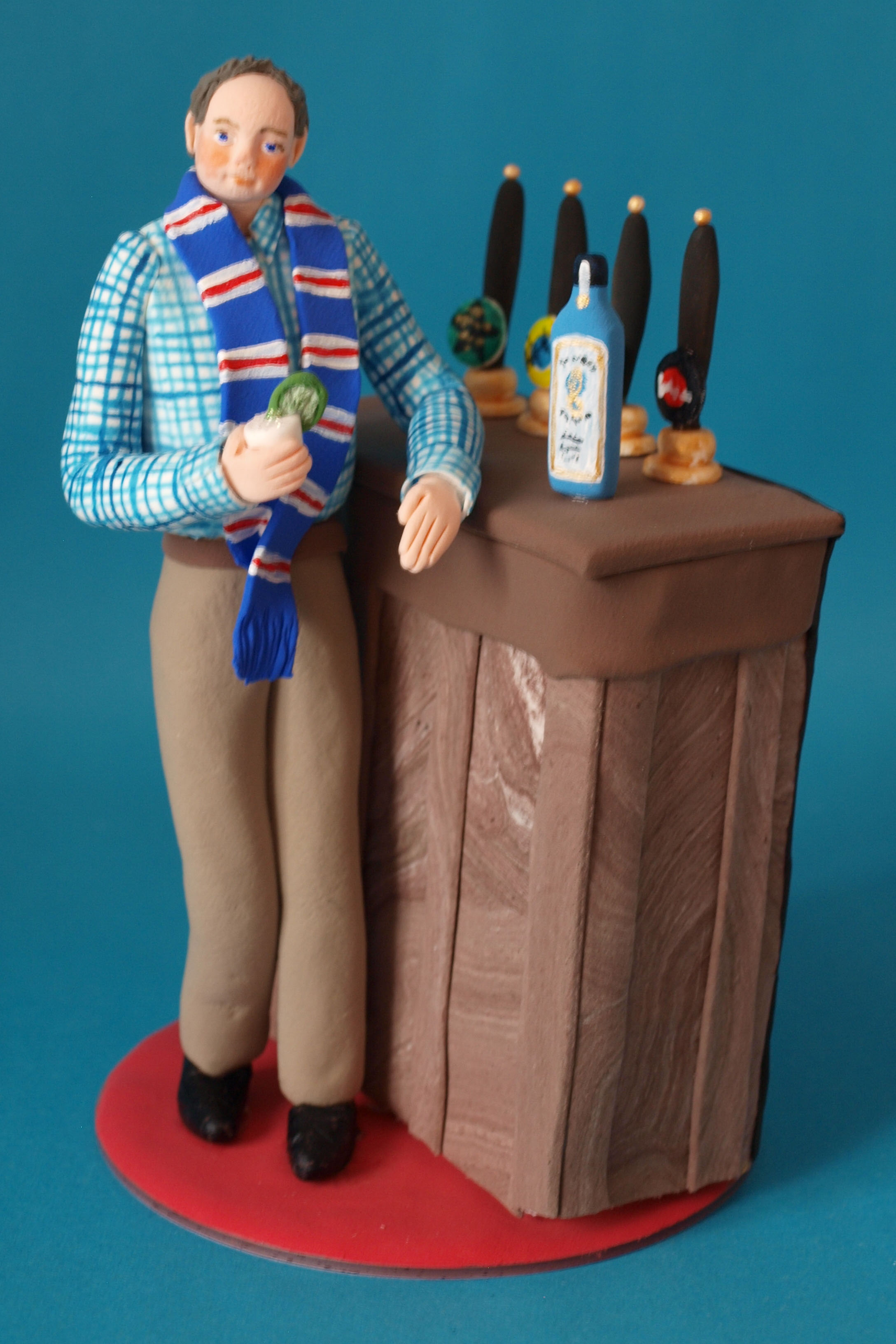 Man at the pub birthday cake topper by Louisa Hill