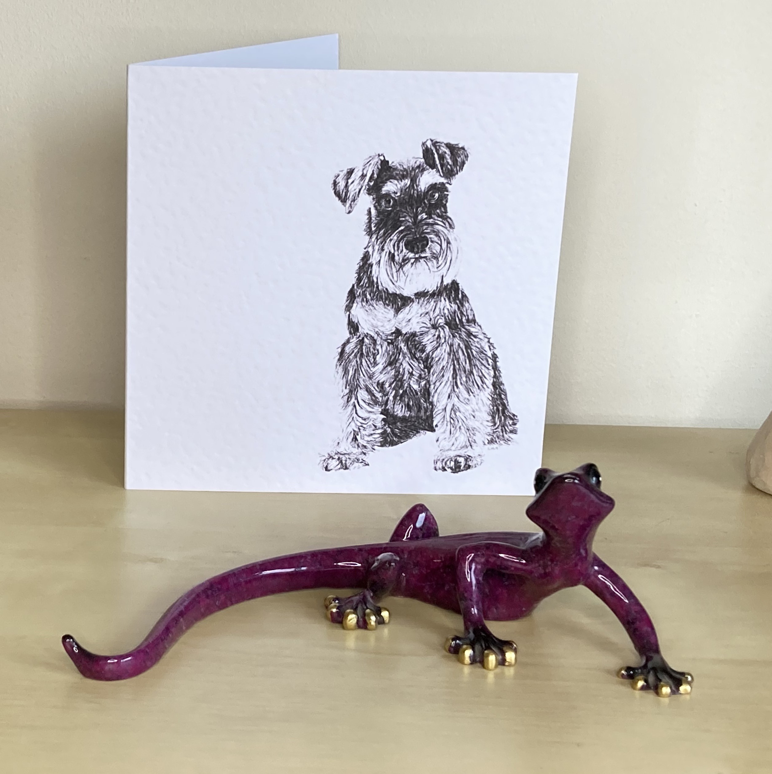 Schnauzer 15cm greetings card by Louisa Hill