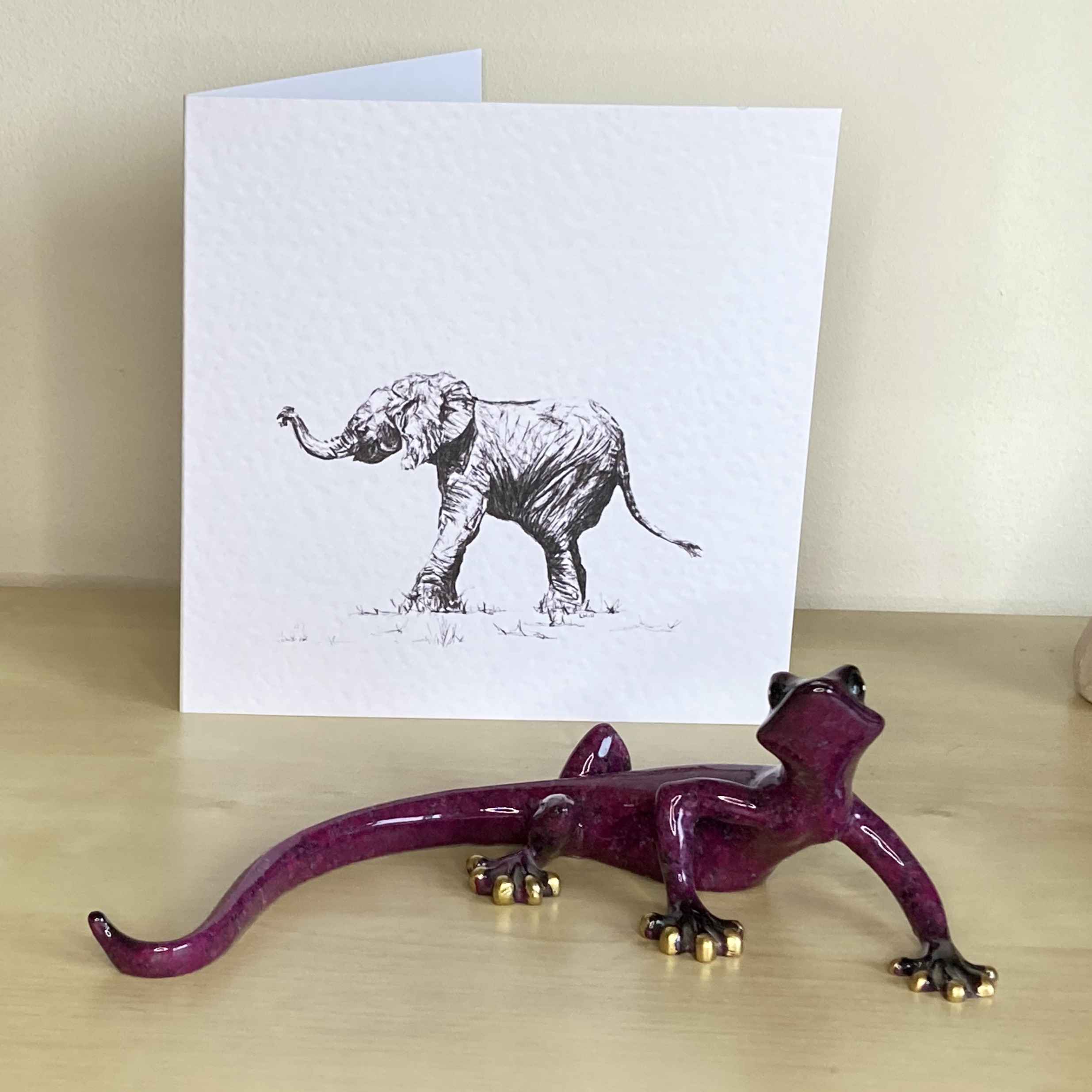 Baby elephant 15cm greetings card by Louisa Hill