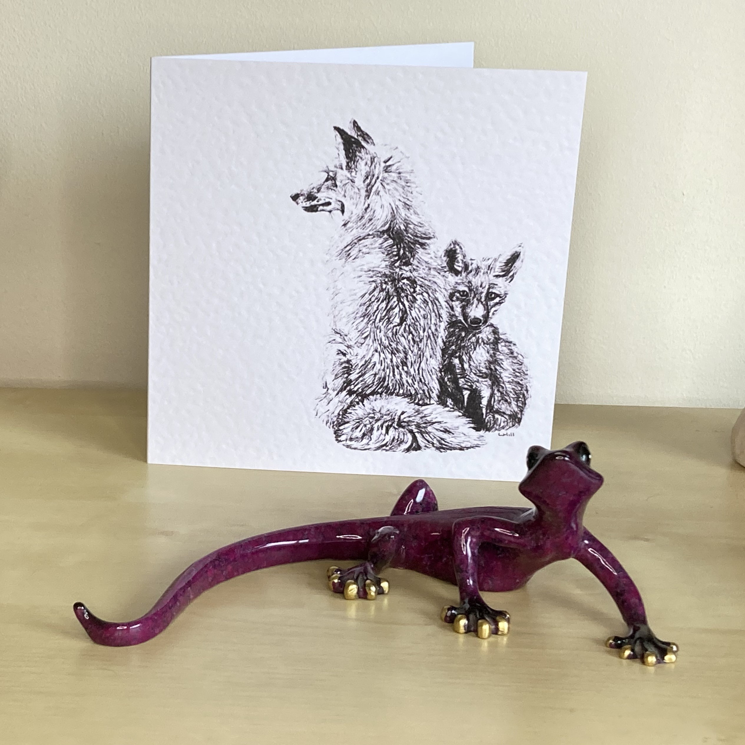 Fox and cub 15cm greetings card by Louisa Hill