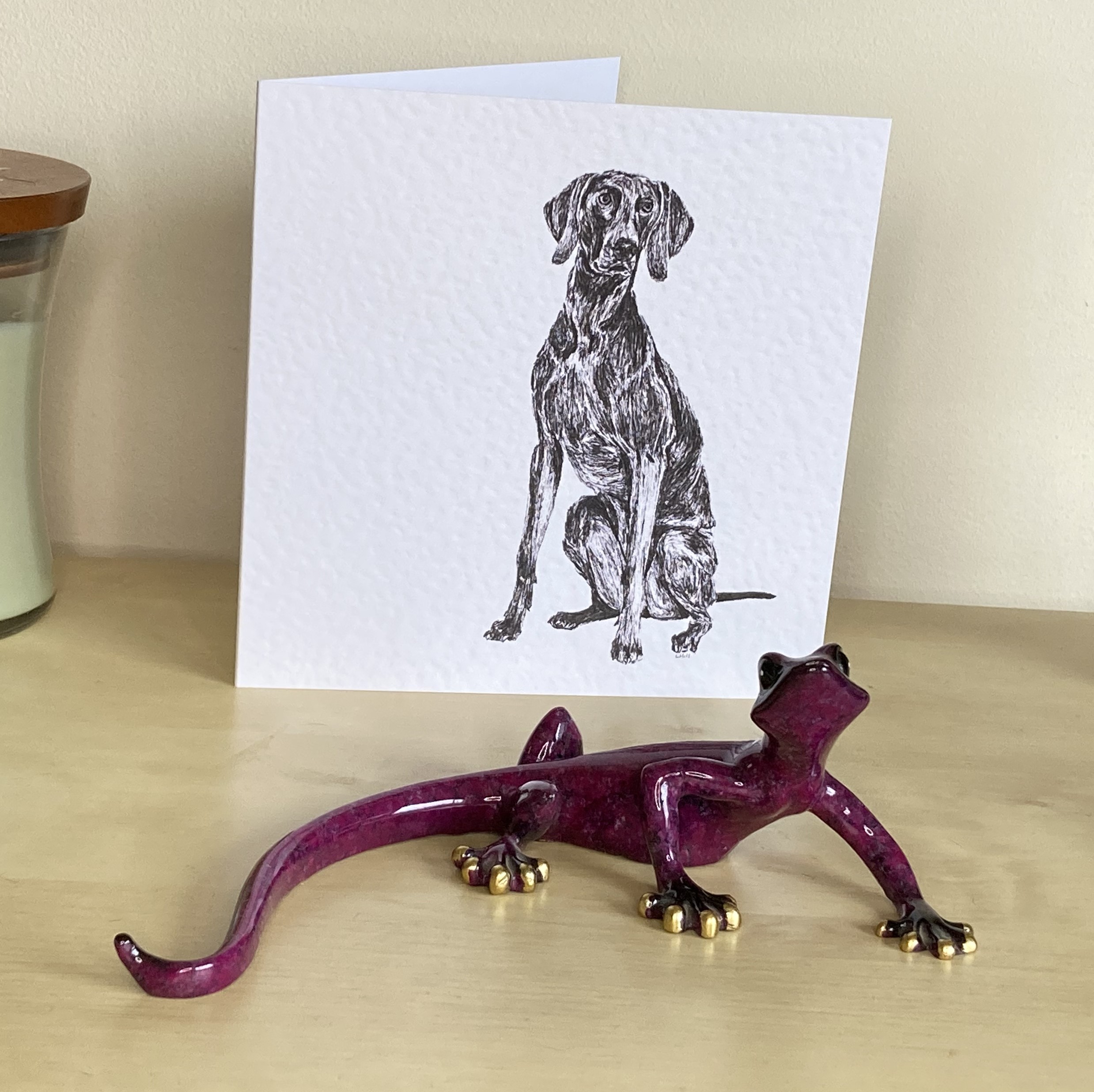 Weimaraner 15cm greetings card by Louisa Hill