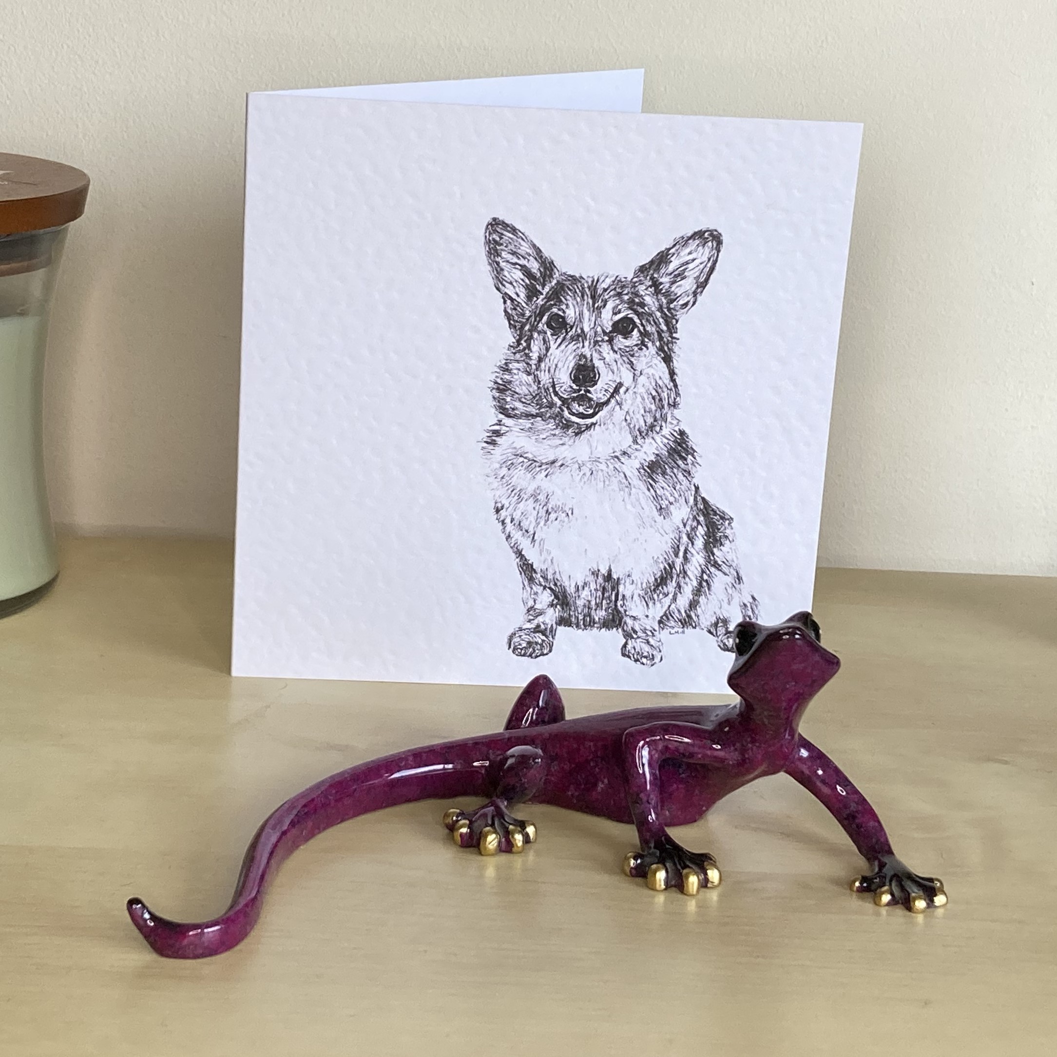 Pembroke Welsh Corgi 15cm greetings card by Louisa Hill