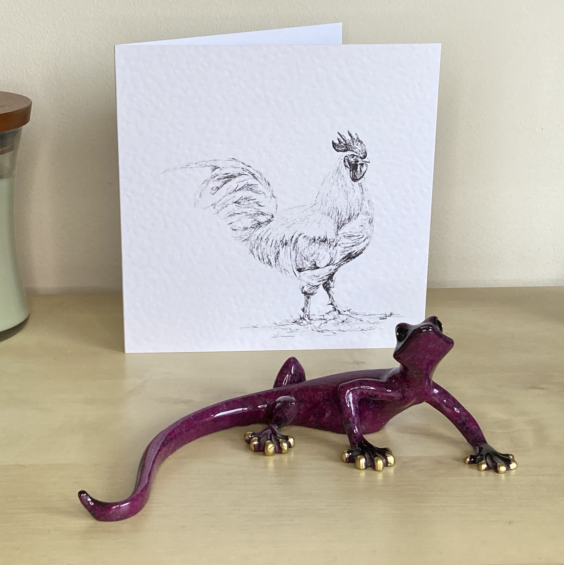 White Leghorn 15cm greetings card by Louisa Hill