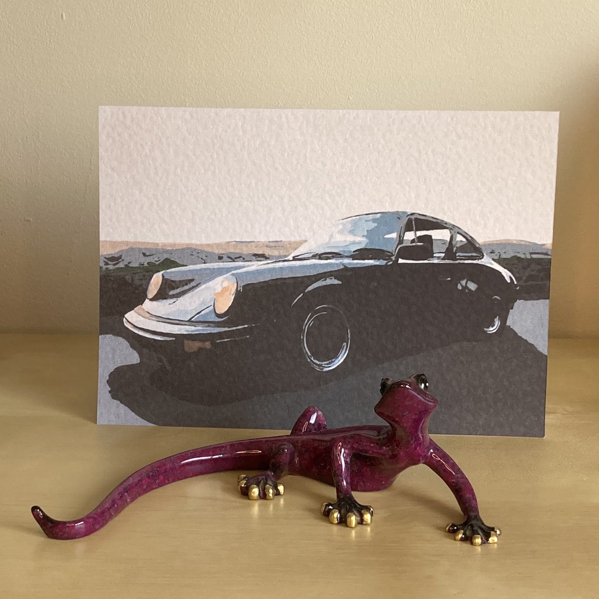 Porsche 911 greetings card from an acrylic painting by Louisa Hill