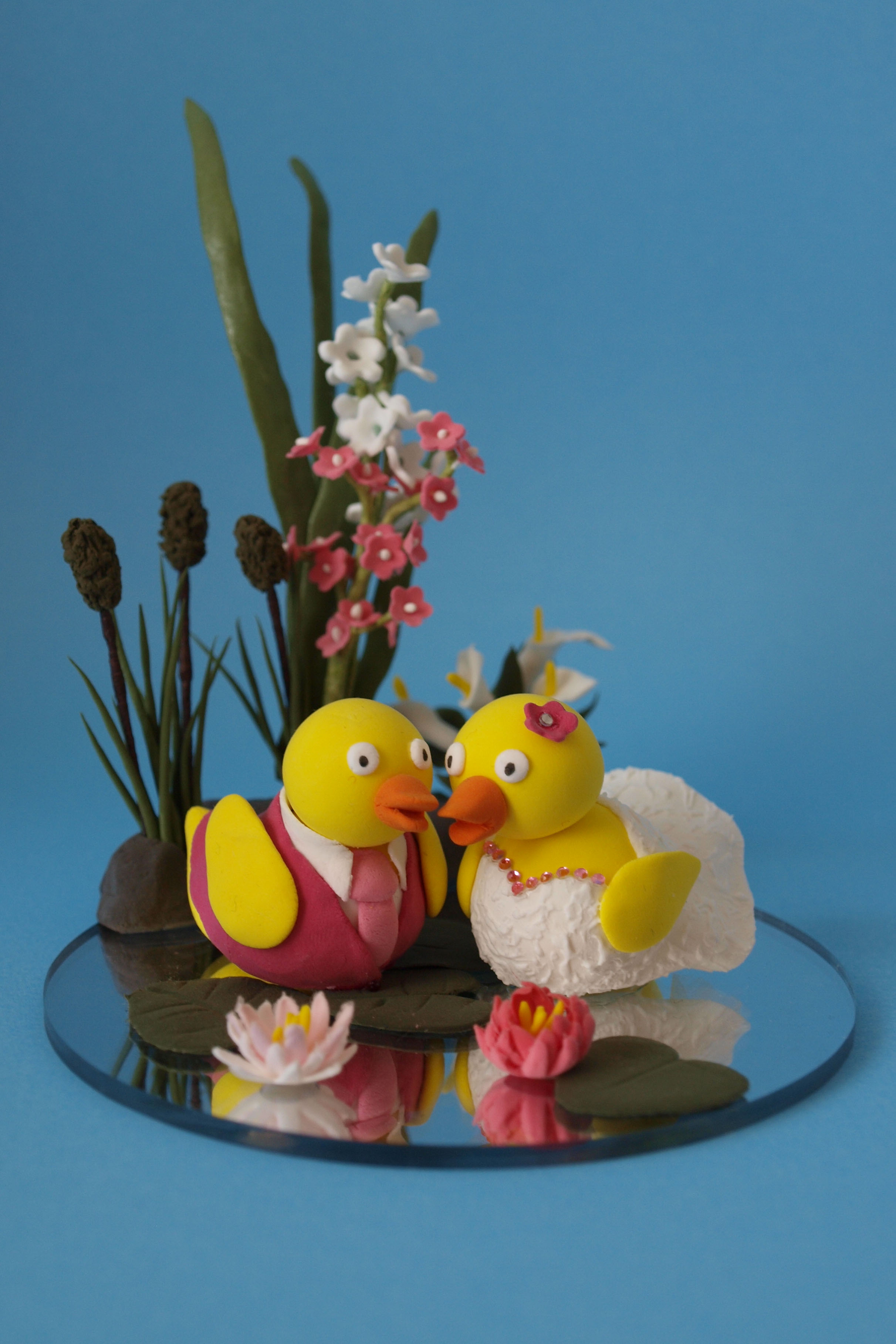 Duck bride and groom wedding cake topper by Louisa Hill