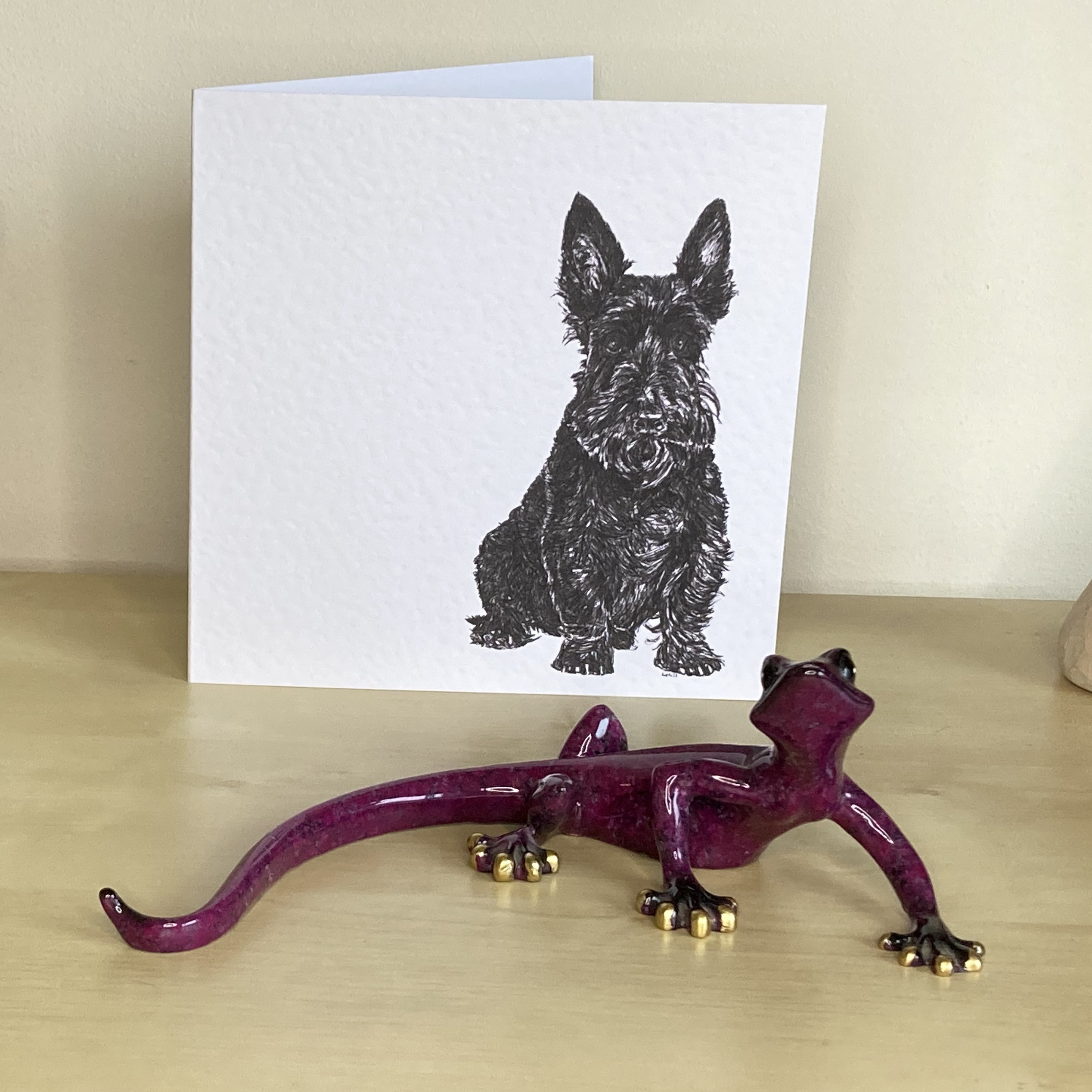 Scottish Terrier 15cm greetings card by Louisa Hill