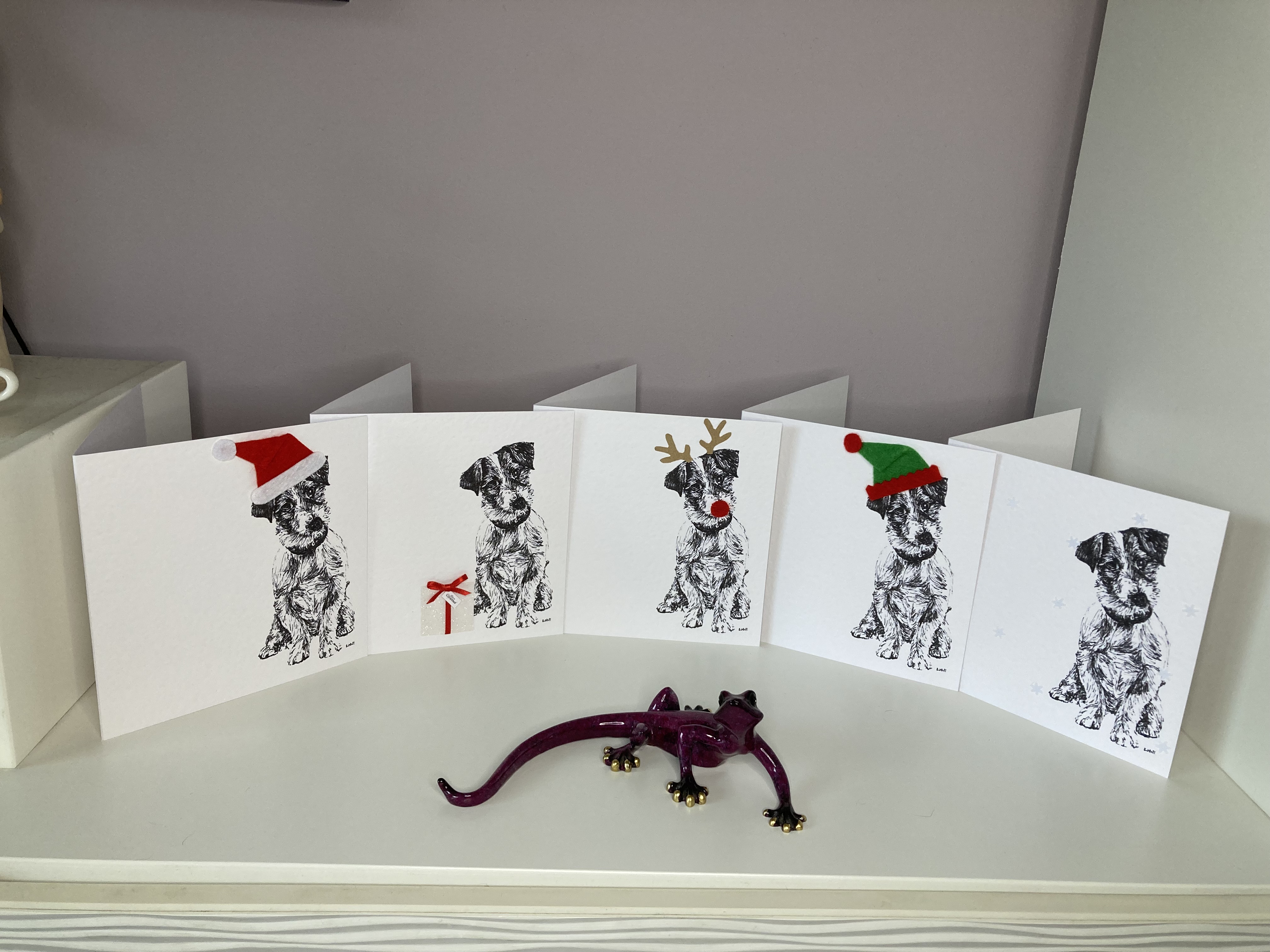 Pack of 5 Jack Russell Terrier Christmas cards by Louisa Hill