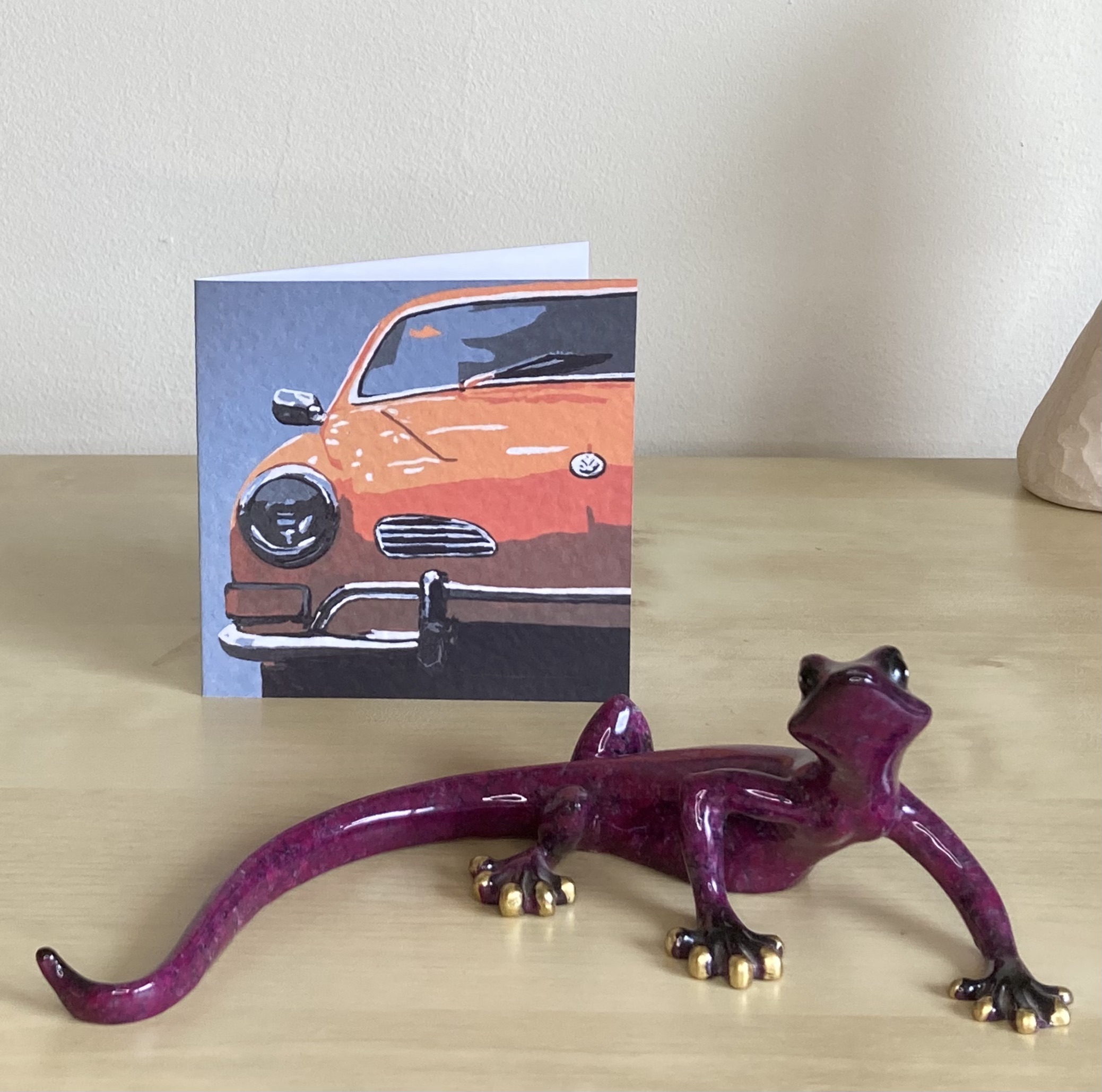 Karmann Ghia greetings card from an acrylic painting by Louisa Hill