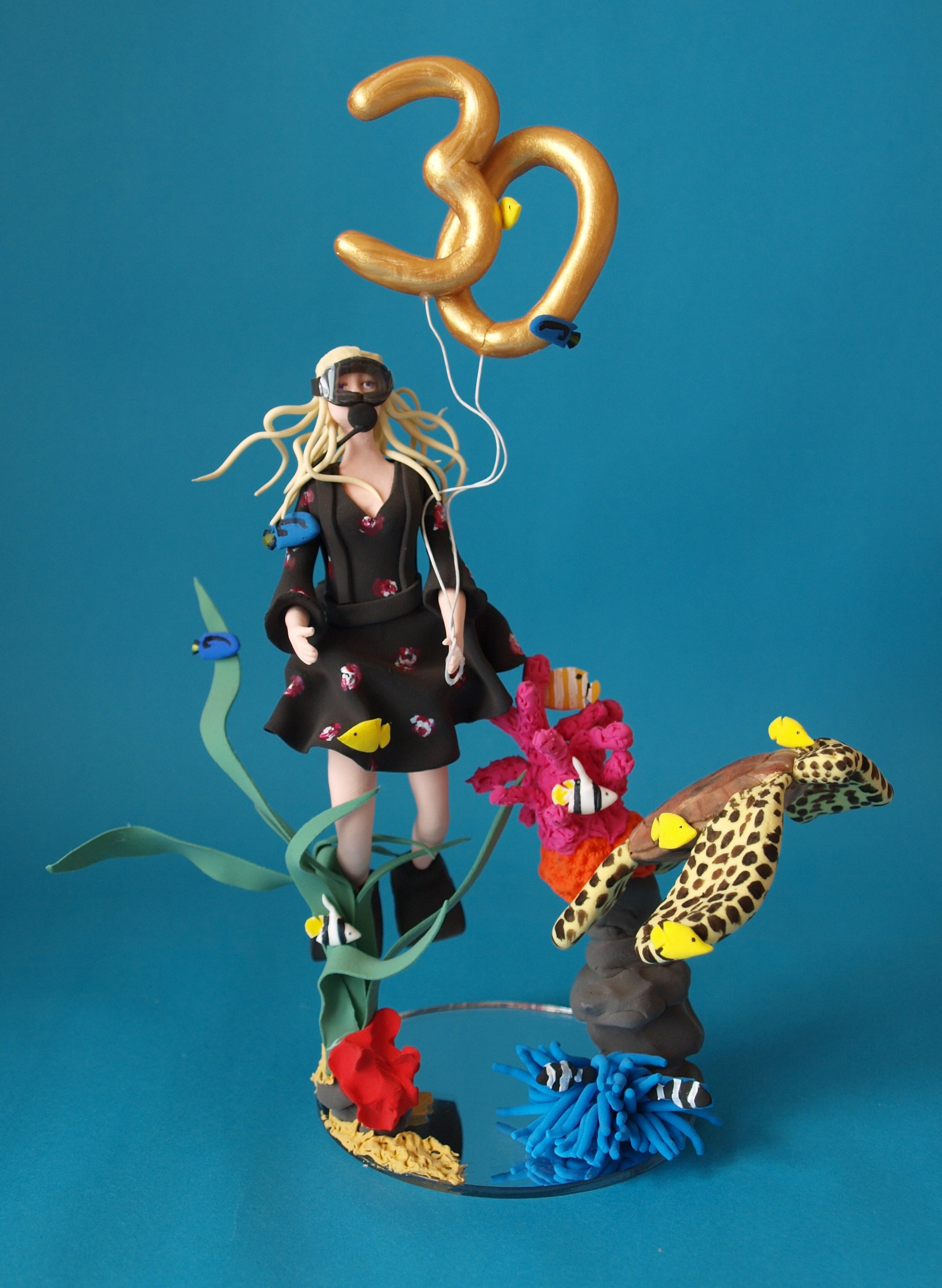 Scuba diving birthday cake topper by Louisa Hill