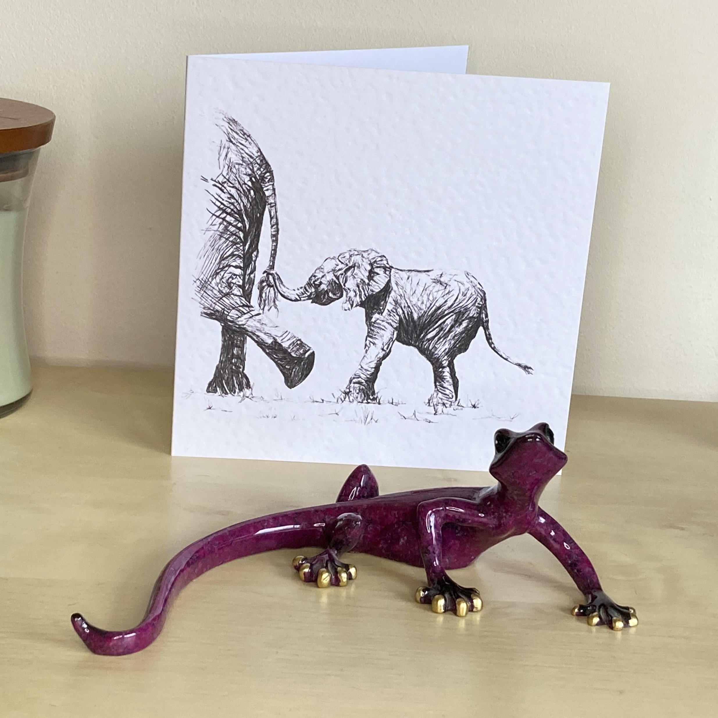 Elephant and baby 15cm greetings card by Louisa Hill