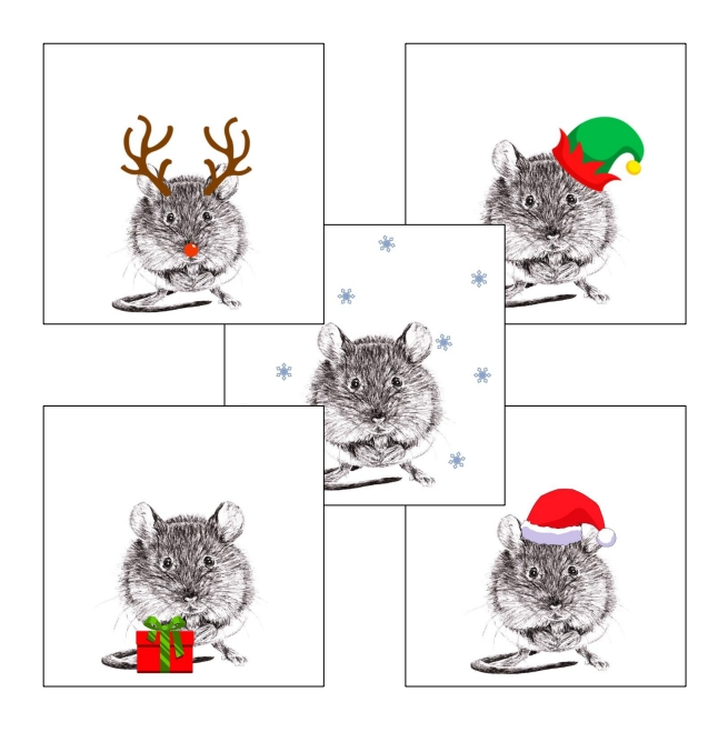 Mouse with santa hat Christmas card by Louisa Hill