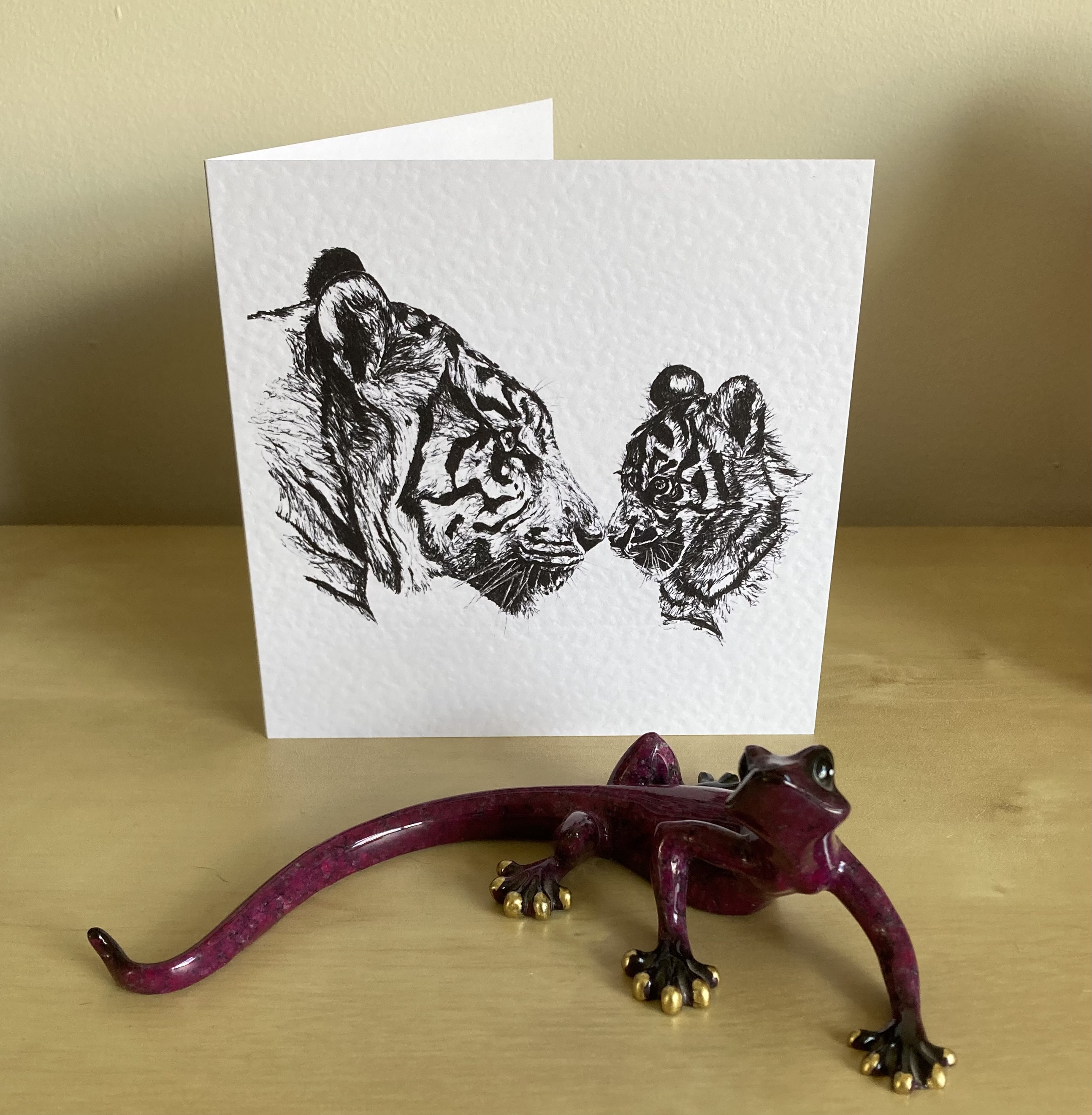 Tiger and cub 15cm greetings card by Louisa Hill