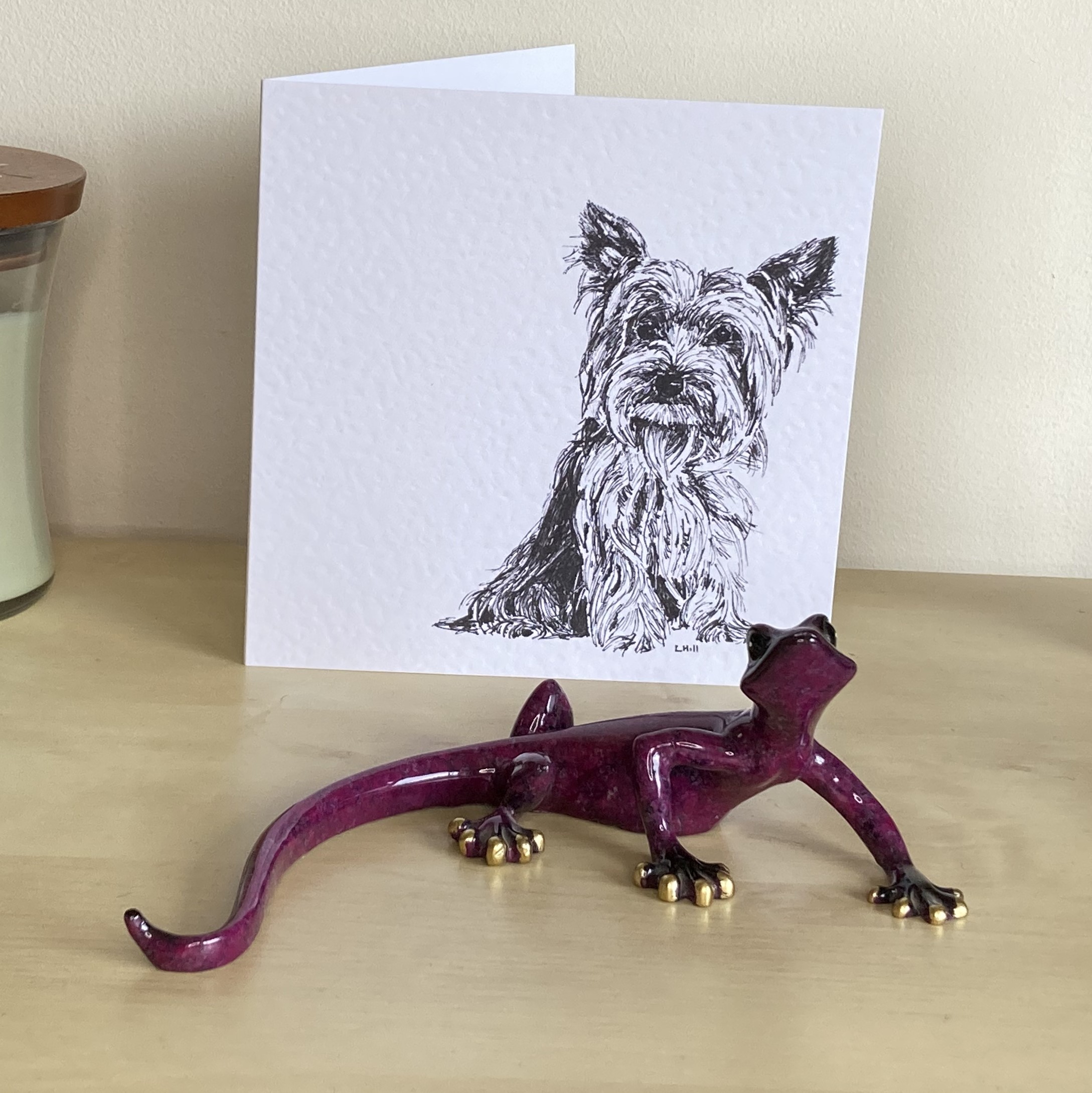 Yorkshire Terrier 15cm greetings card by Louisa Hill