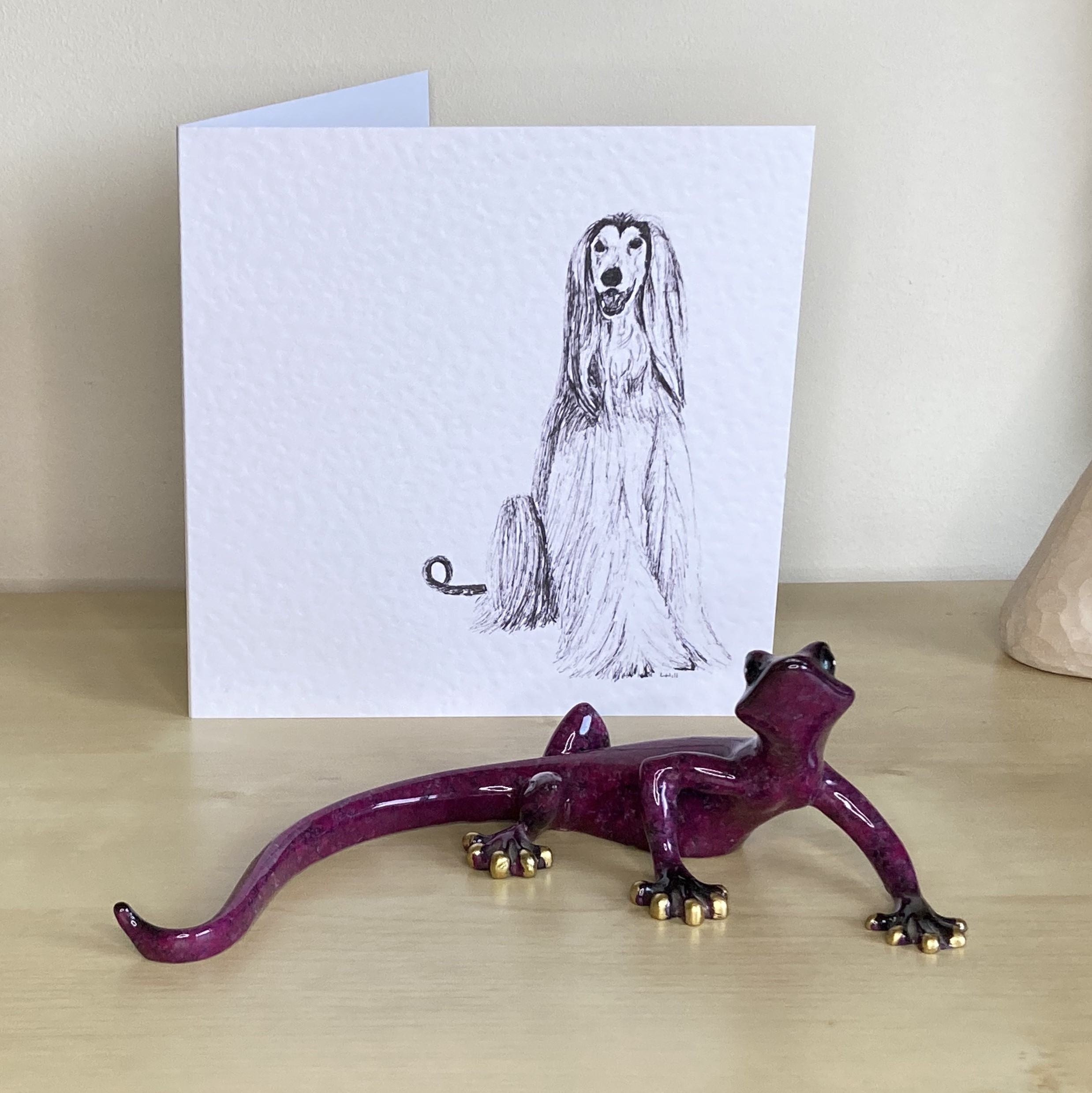 Afghan Hound 15cm greetings card by Louisa Hill