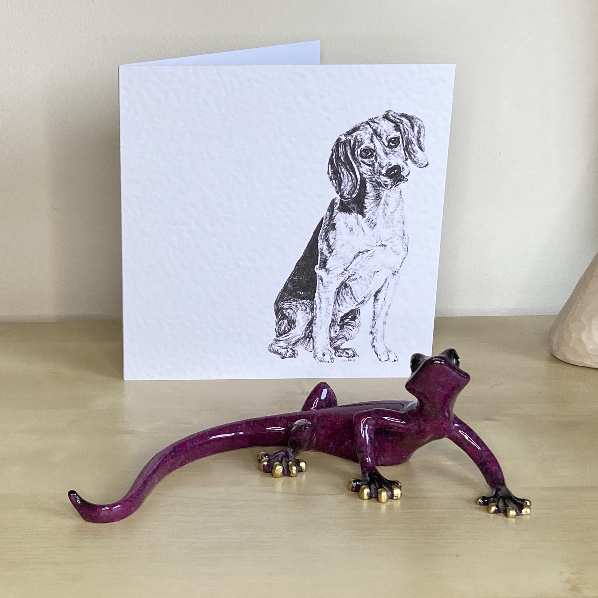 Beagle 15cm greetings card by Louisa Hill