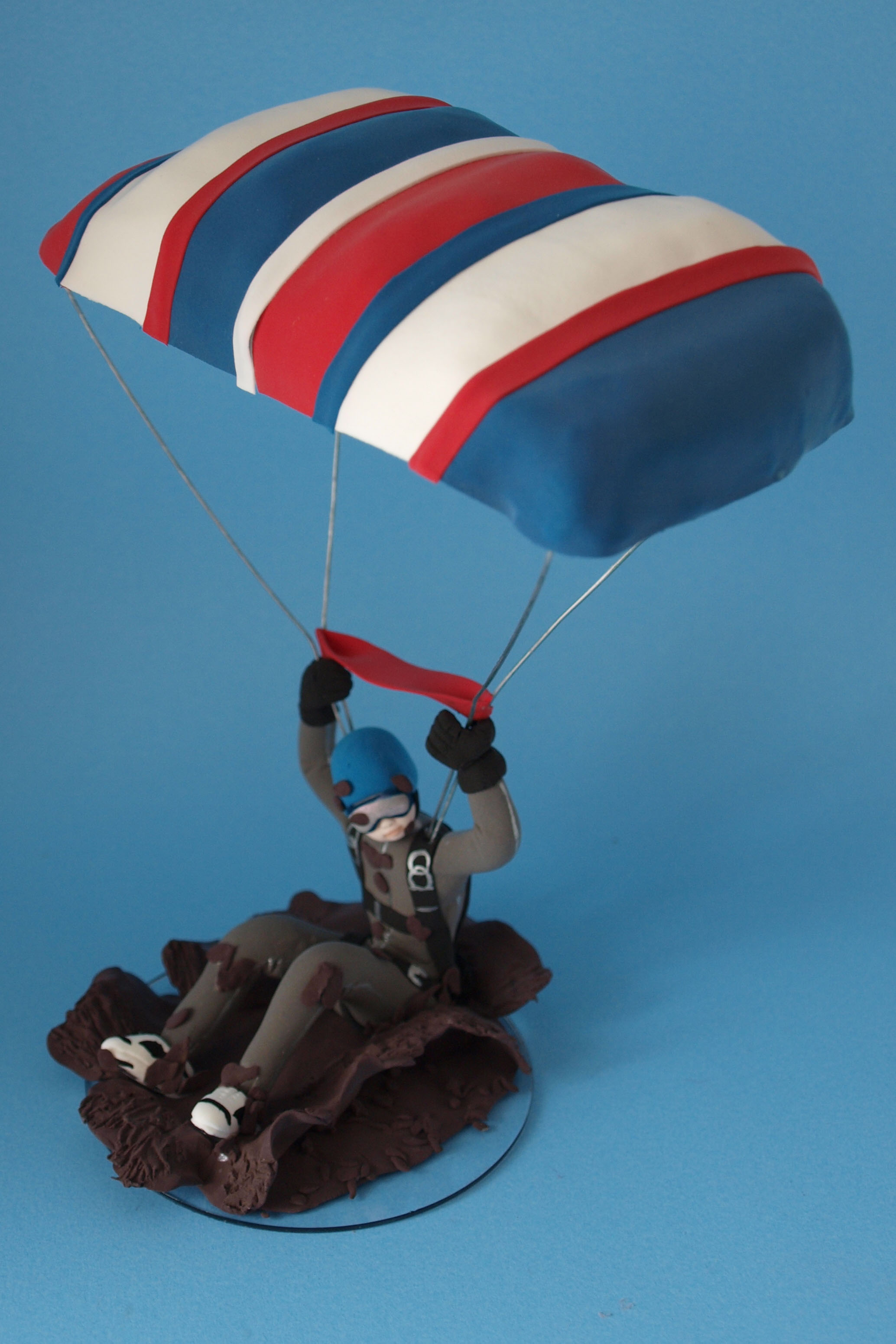 Parachutist birthday cake topper by Louisa Hill