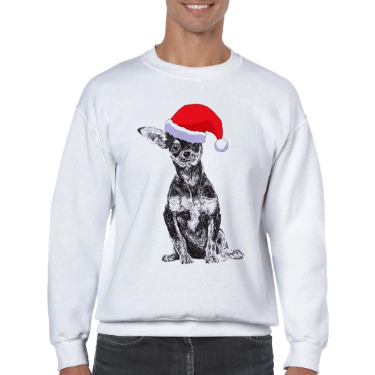 Chihuahua with Santa hat Christmas jumper by Louisa Hill