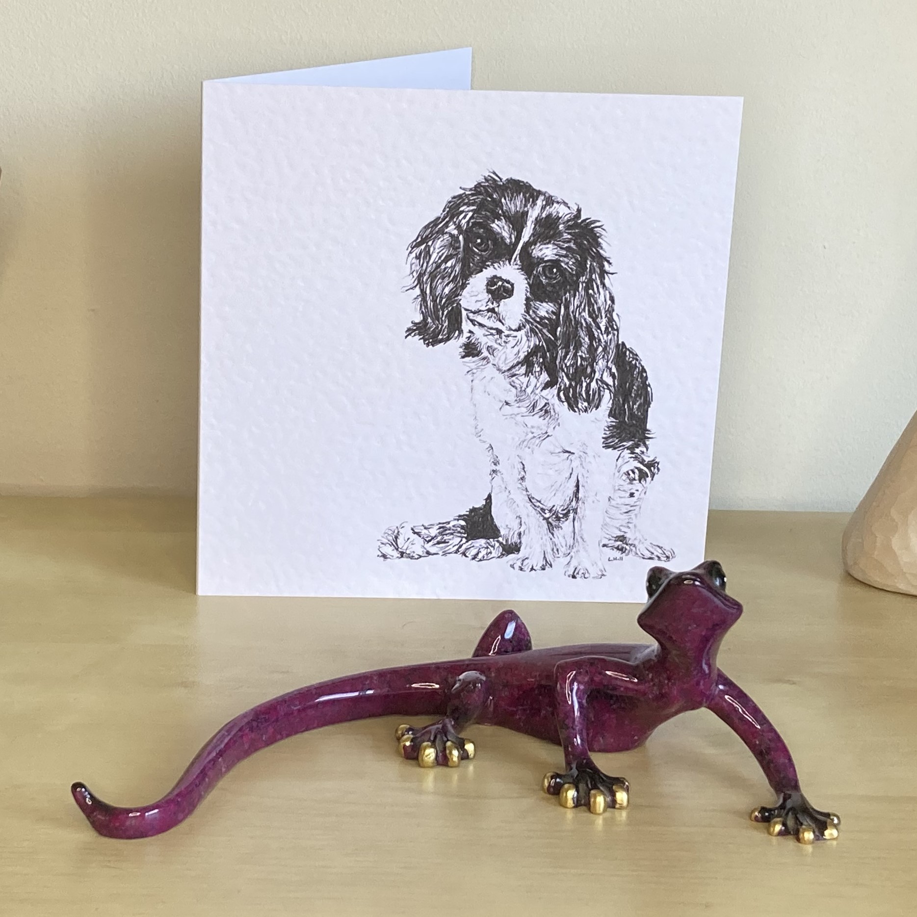 Cavalier King Charles Spaniel15cm greetings card by Louisa Hill