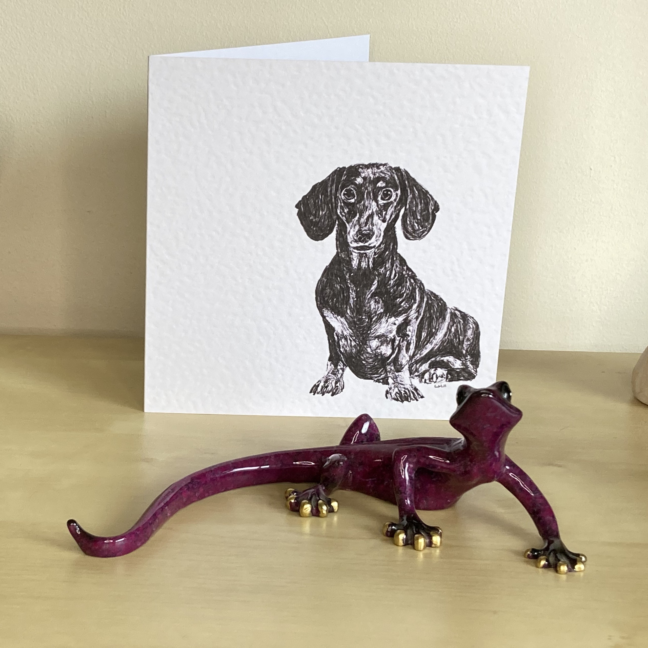 Dachshund 15cm greetings card by Louisa Hill