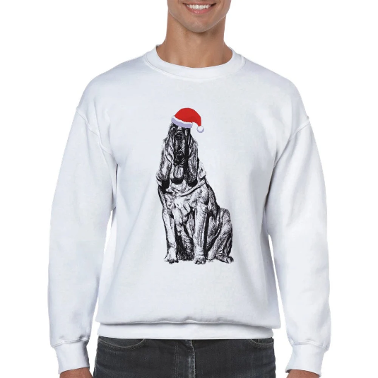 Bloodhound with santa hat Christmas jumper