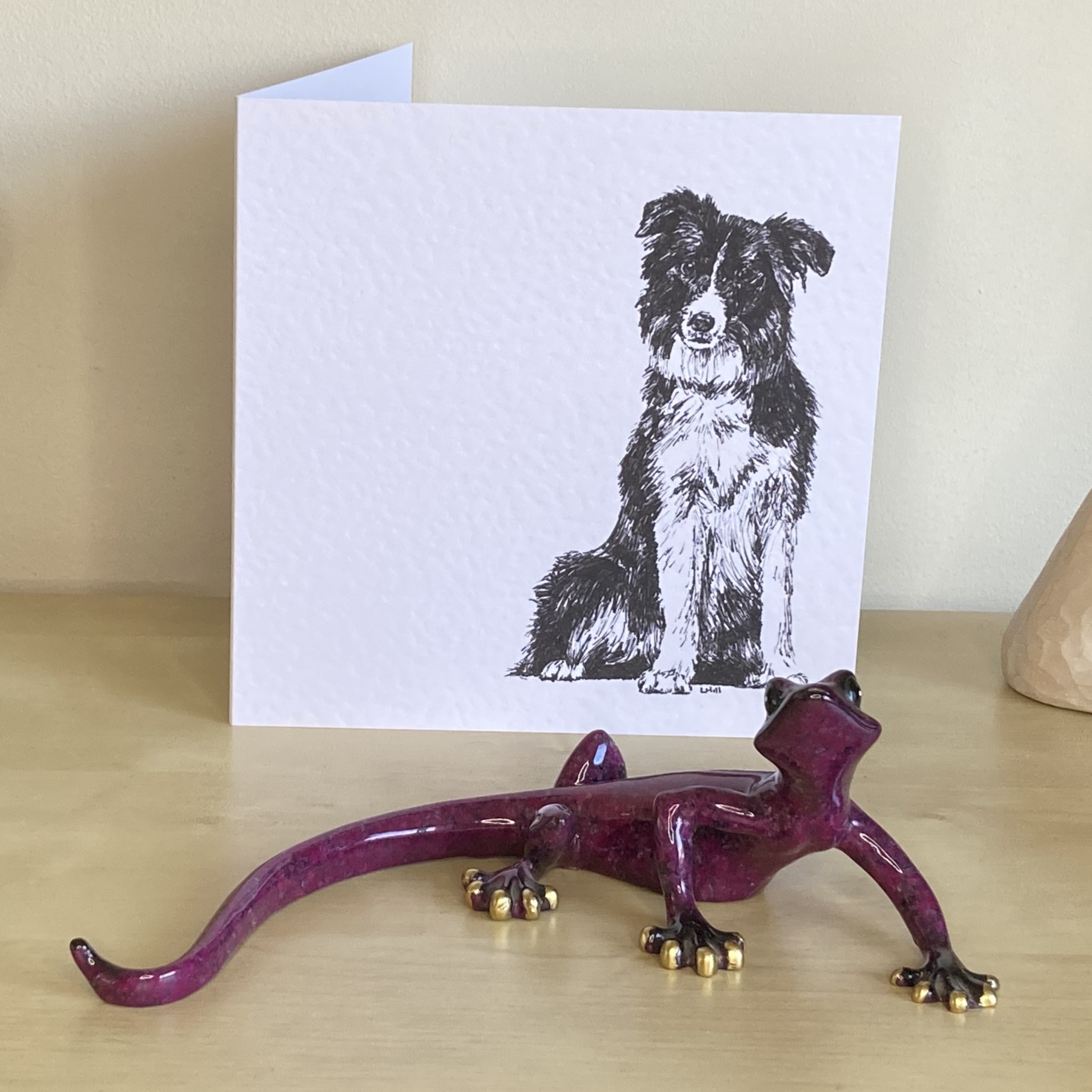 Border Collie 15cm greetings card by Louisa Hill