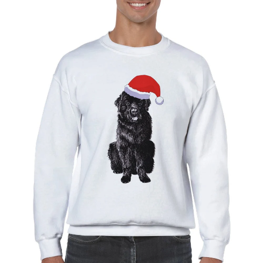 Newfoundland with Santa hat Christmas jumper by Louisa Hill