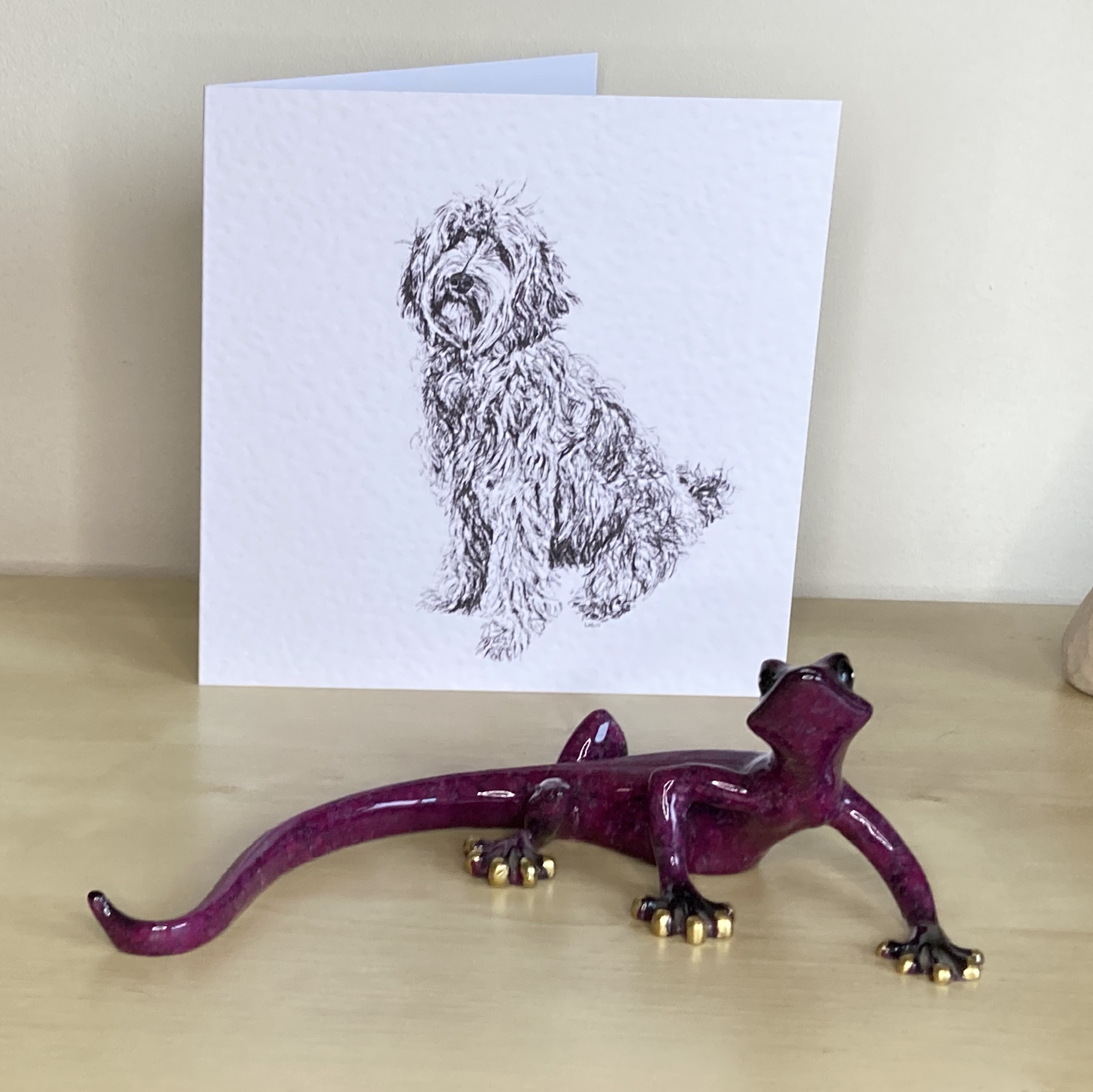 Labradoodle 15cm greetings card by Louisa Hill