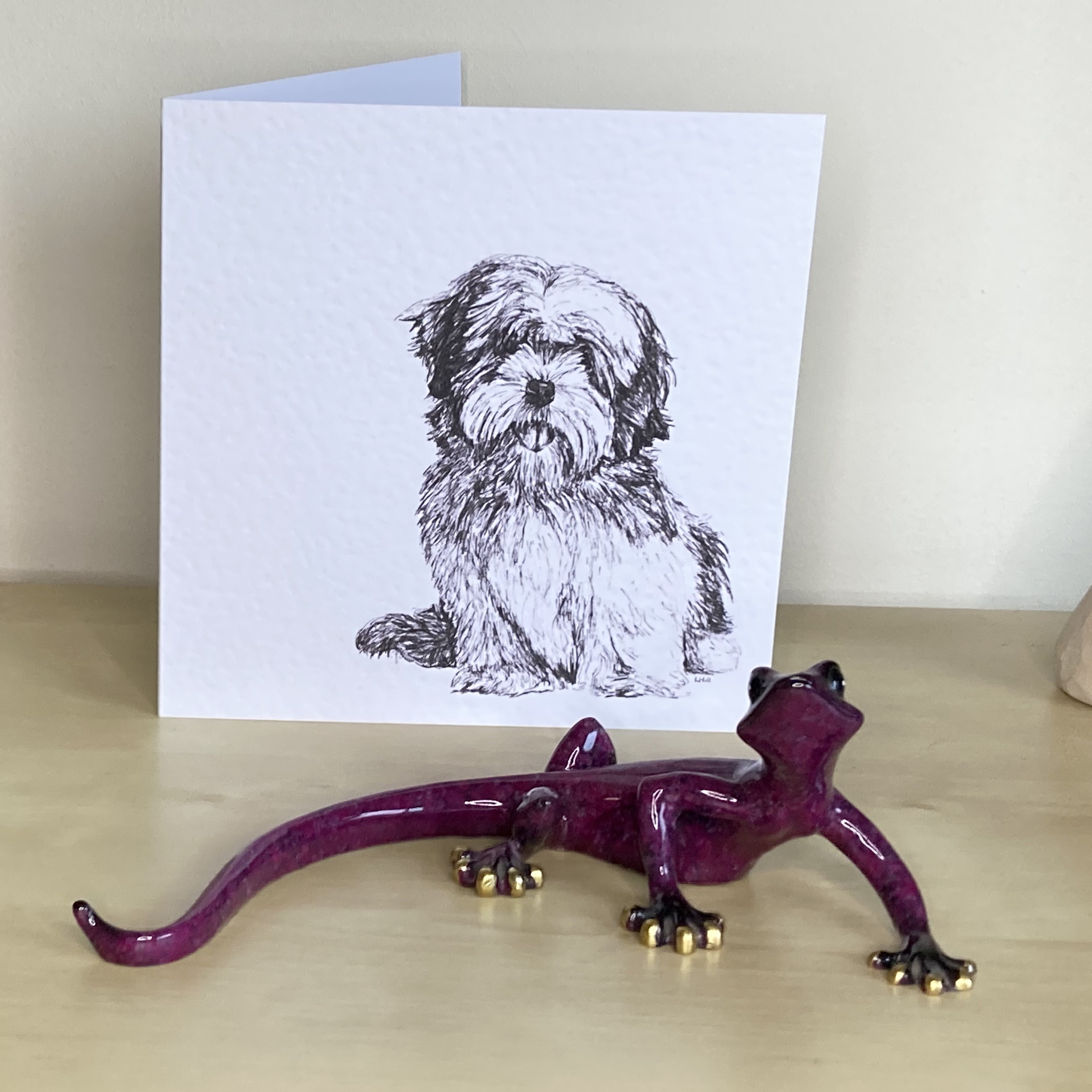 Lhasa Apso 15cm greetings card by Louisa Hill