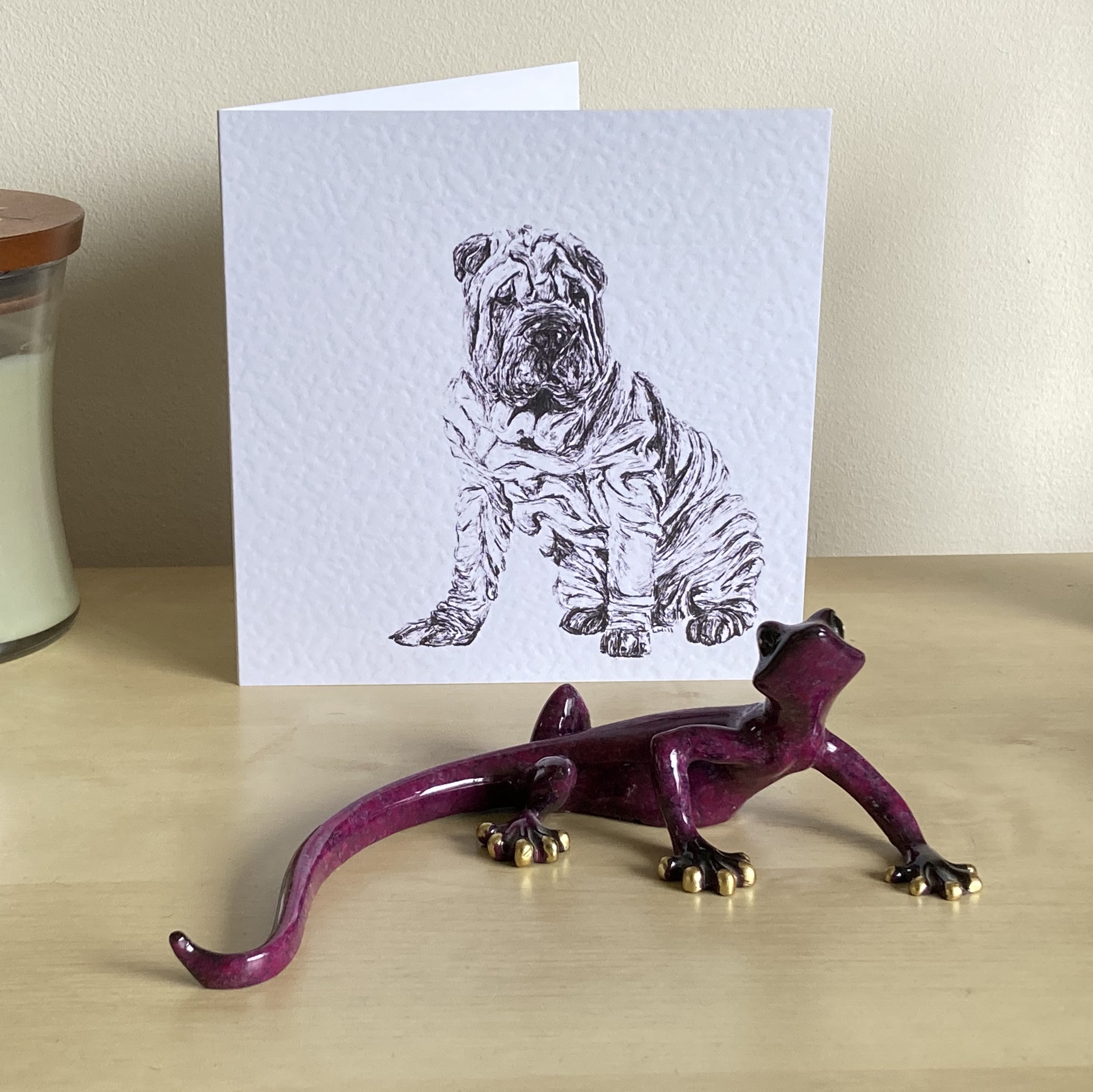 Shar Pei 15cm greetings card by Louisa Hill